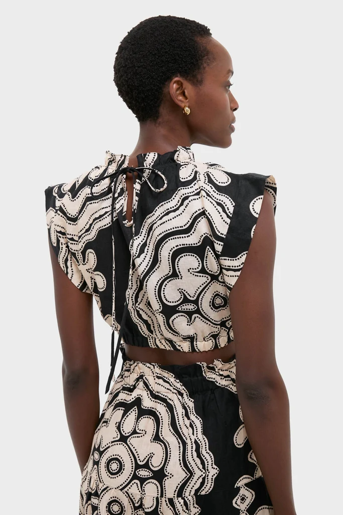 Niku Black Muna Ruched Crop Top - Image 4