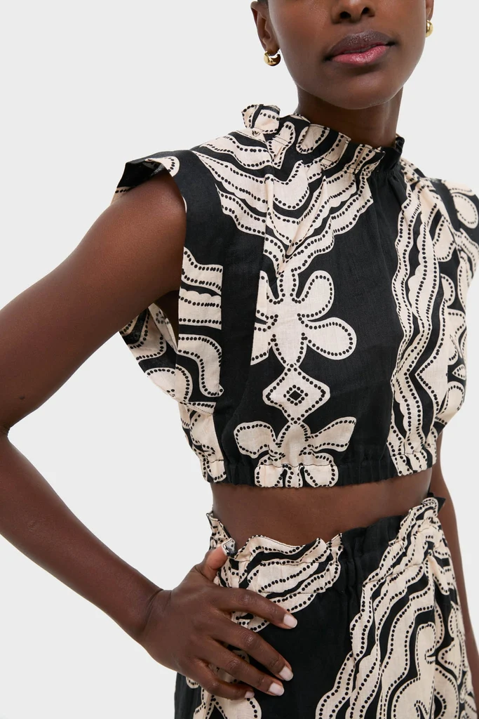 Niku Black Muna Ruched Crop Top - Image 5