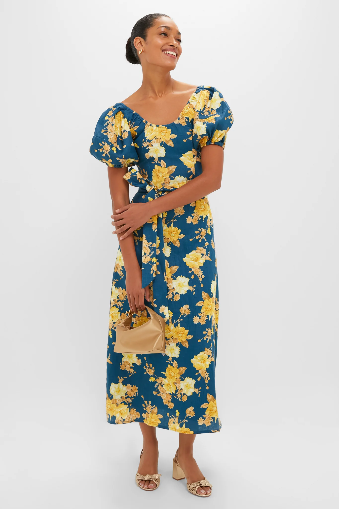 Nora Floral Navy Leiria Midi Dress - Image 2