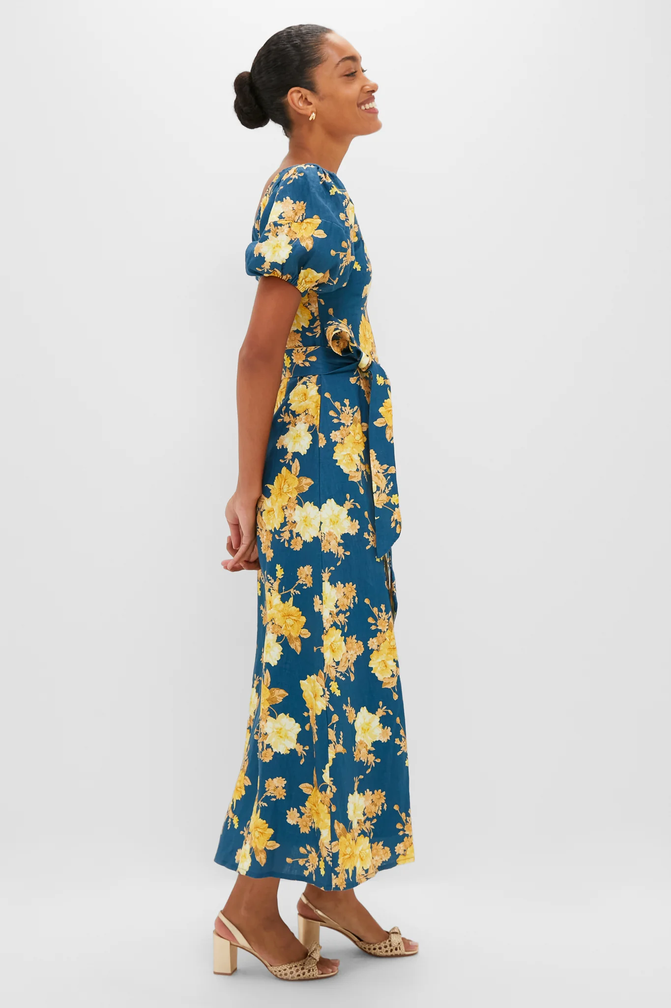 Nora Floral Navy Leiria Midi Dress - Image 3