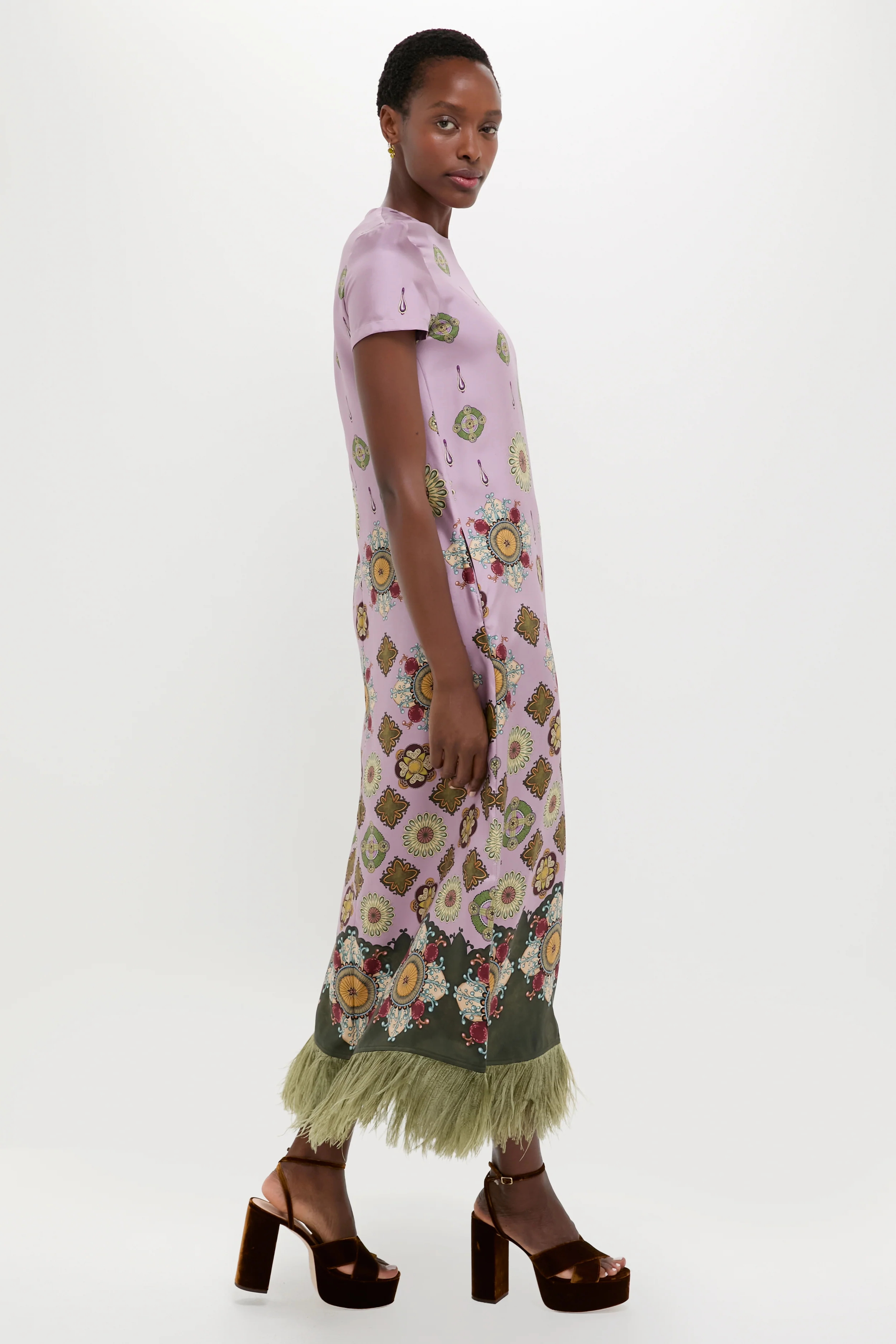 Nucleus Pink Placee Swing Dress with Feathers - Image 3