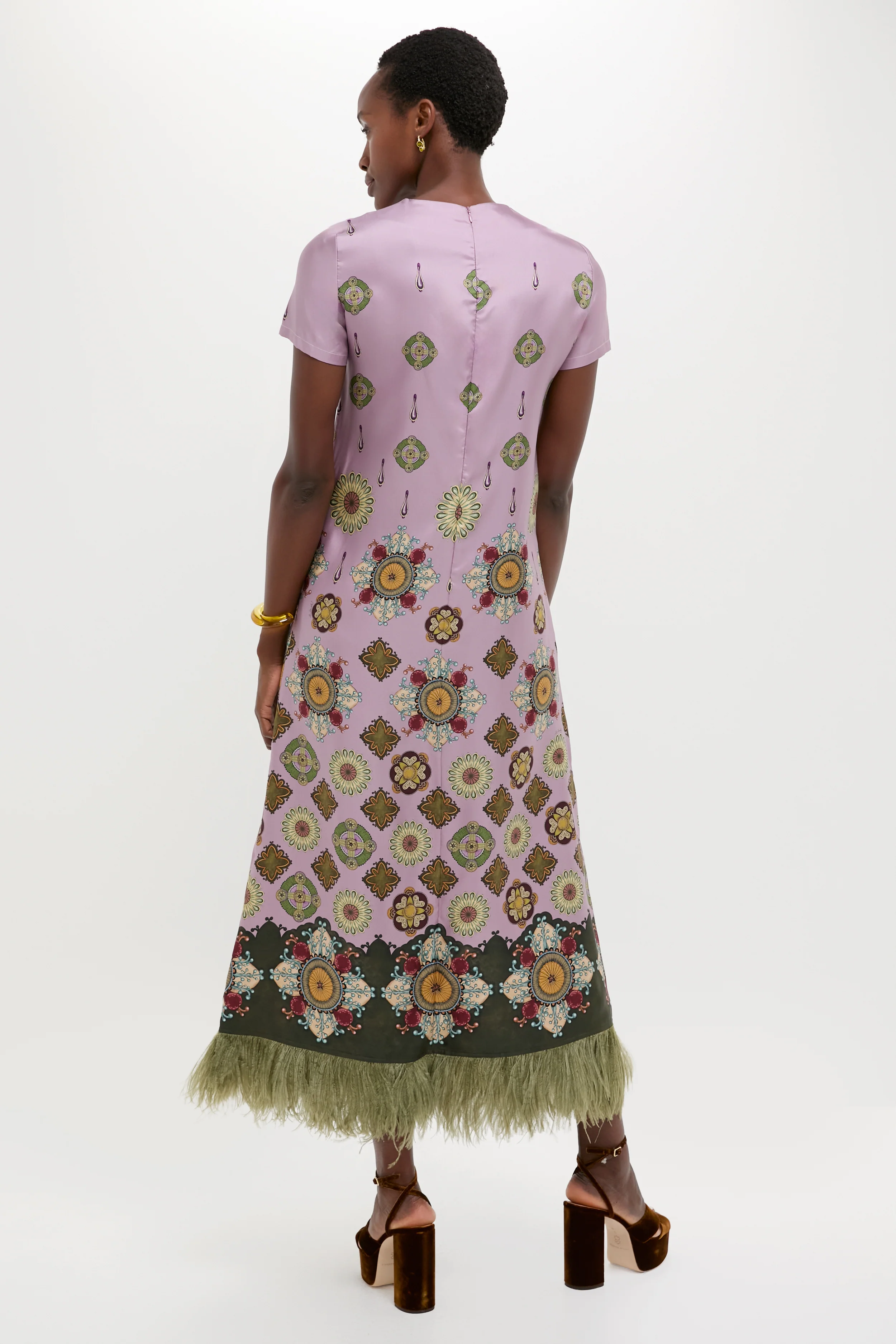 Nucleus Pink Placee Swing Dress with Feathers - Image 4