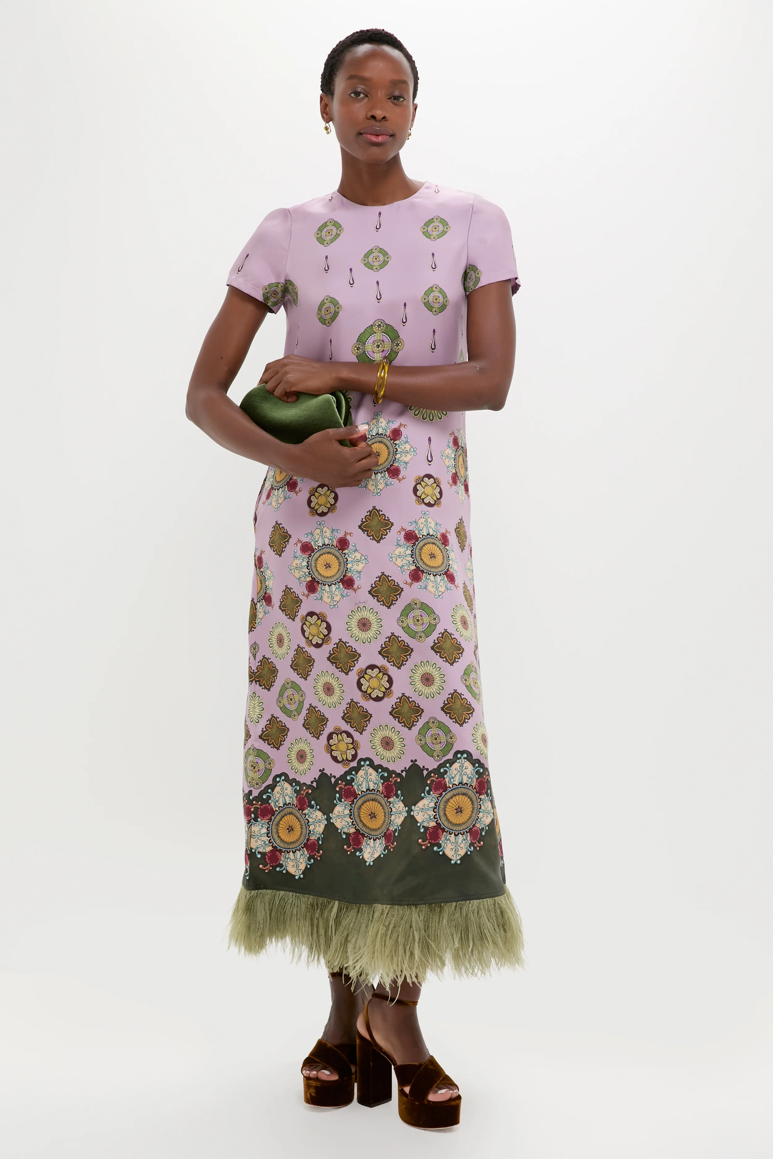 Nucleus Pink Placee Swing Dress with Feathers - Image 5