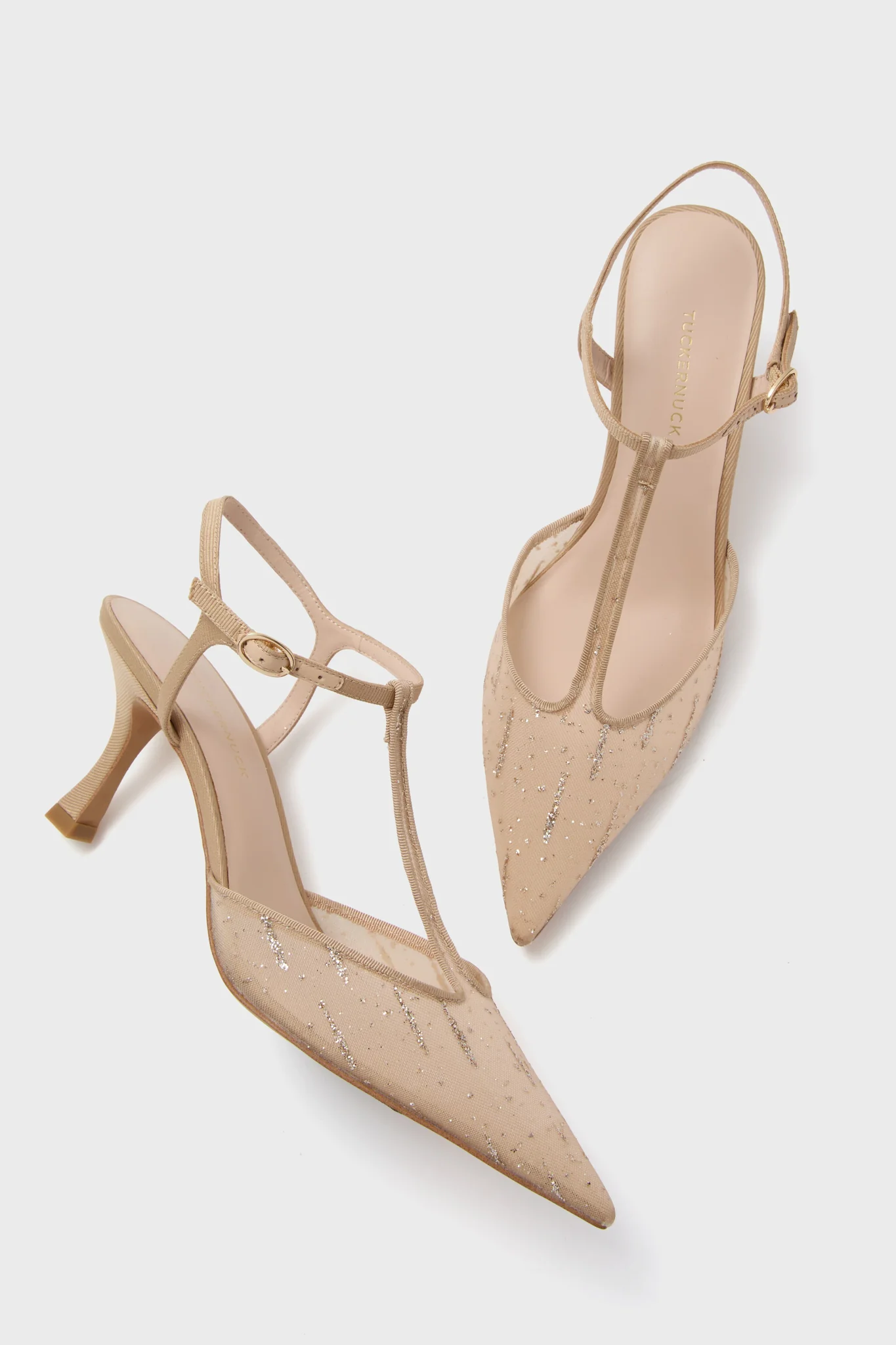 Nude Glitter Mesh Margot Heels - Image 5