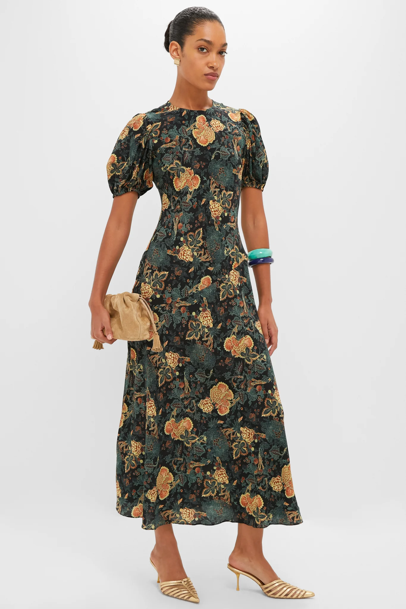 Nuit Ines Puff Sleeve Midi Dress - Image 2