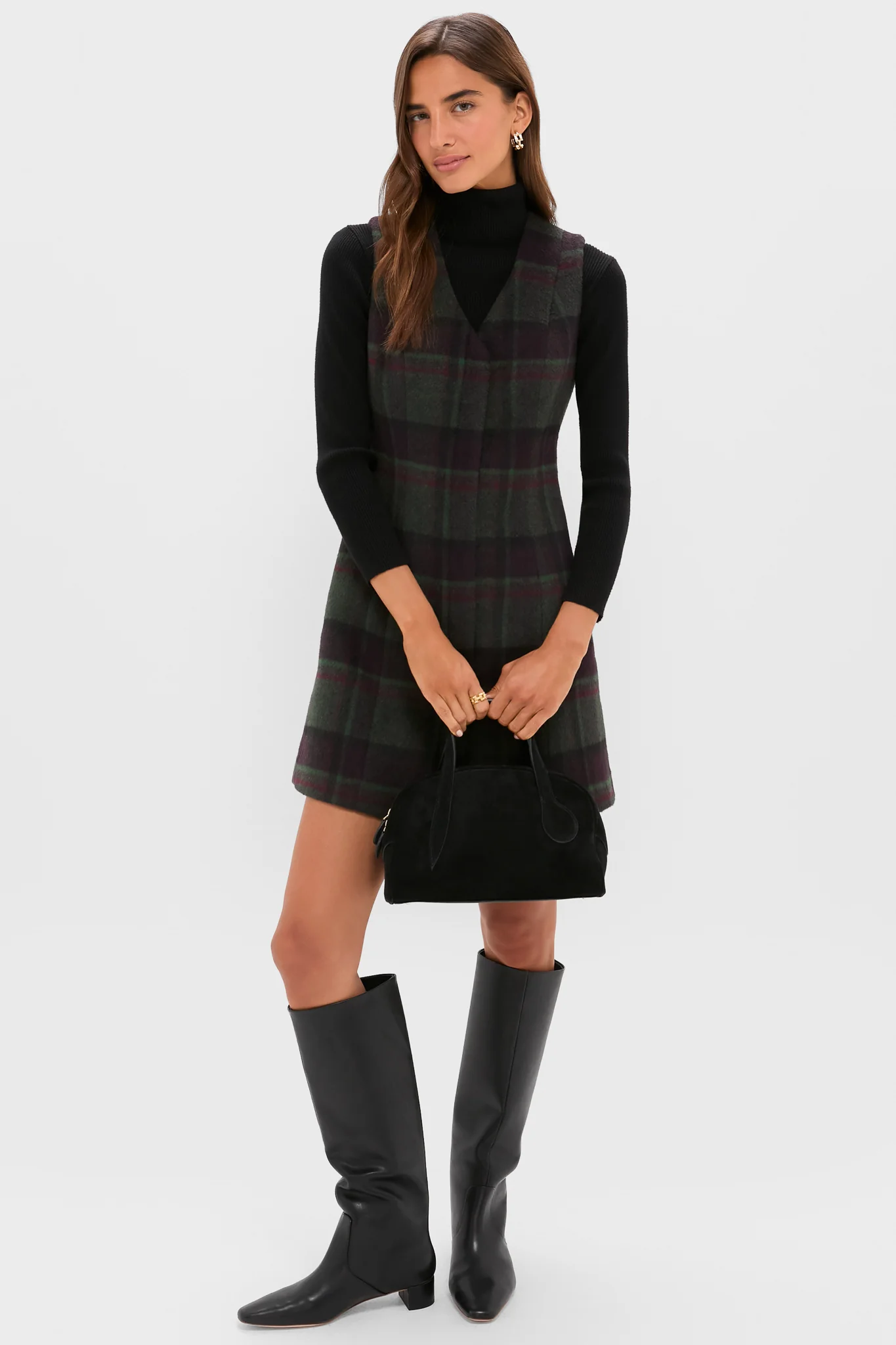 Forest Plaid Wool Mercer Dress - Image 2