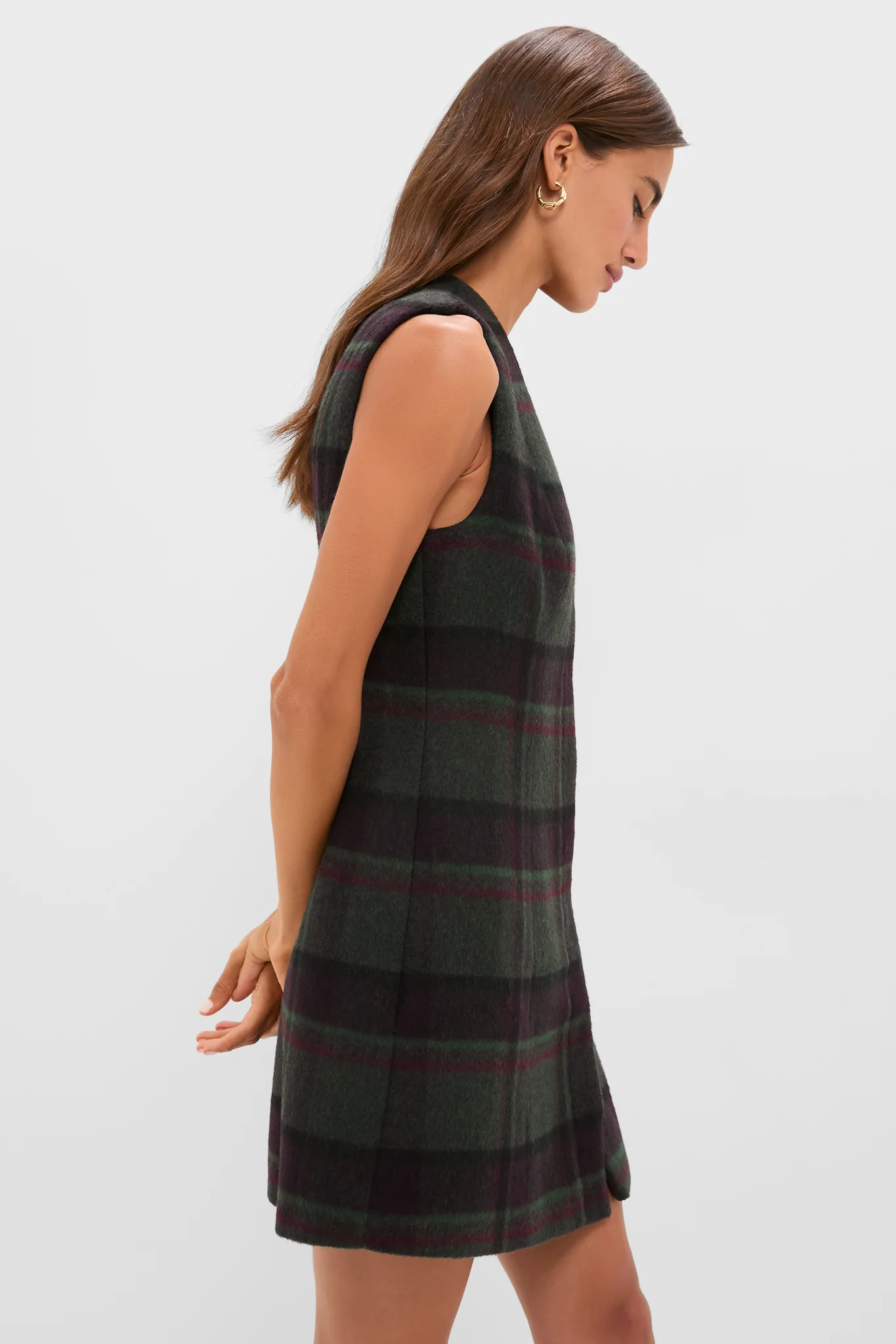 Forest Plaid Wool Mercer Dress - Image 3