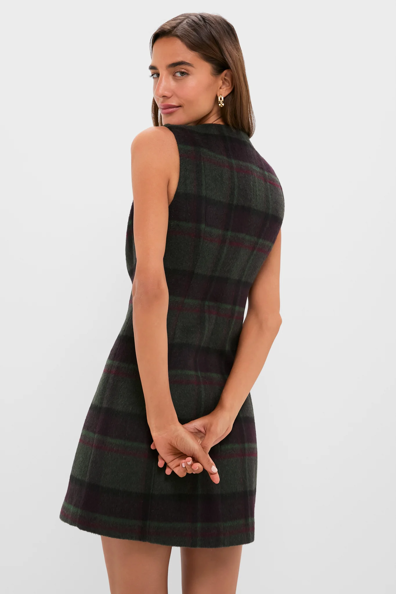 Forest Plaid Wool Mercer Dress - Image 4
