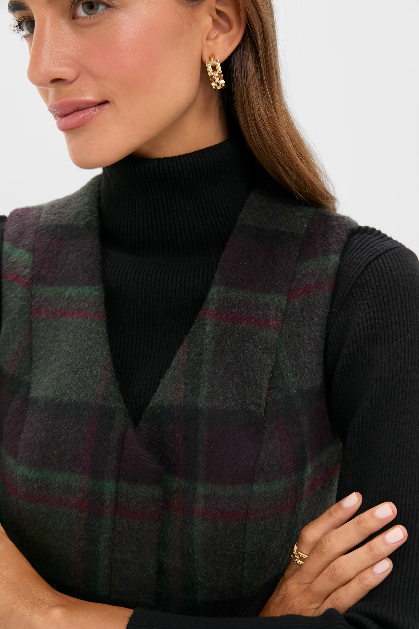Forest Plaid Wool Mercer Dress - Image 5