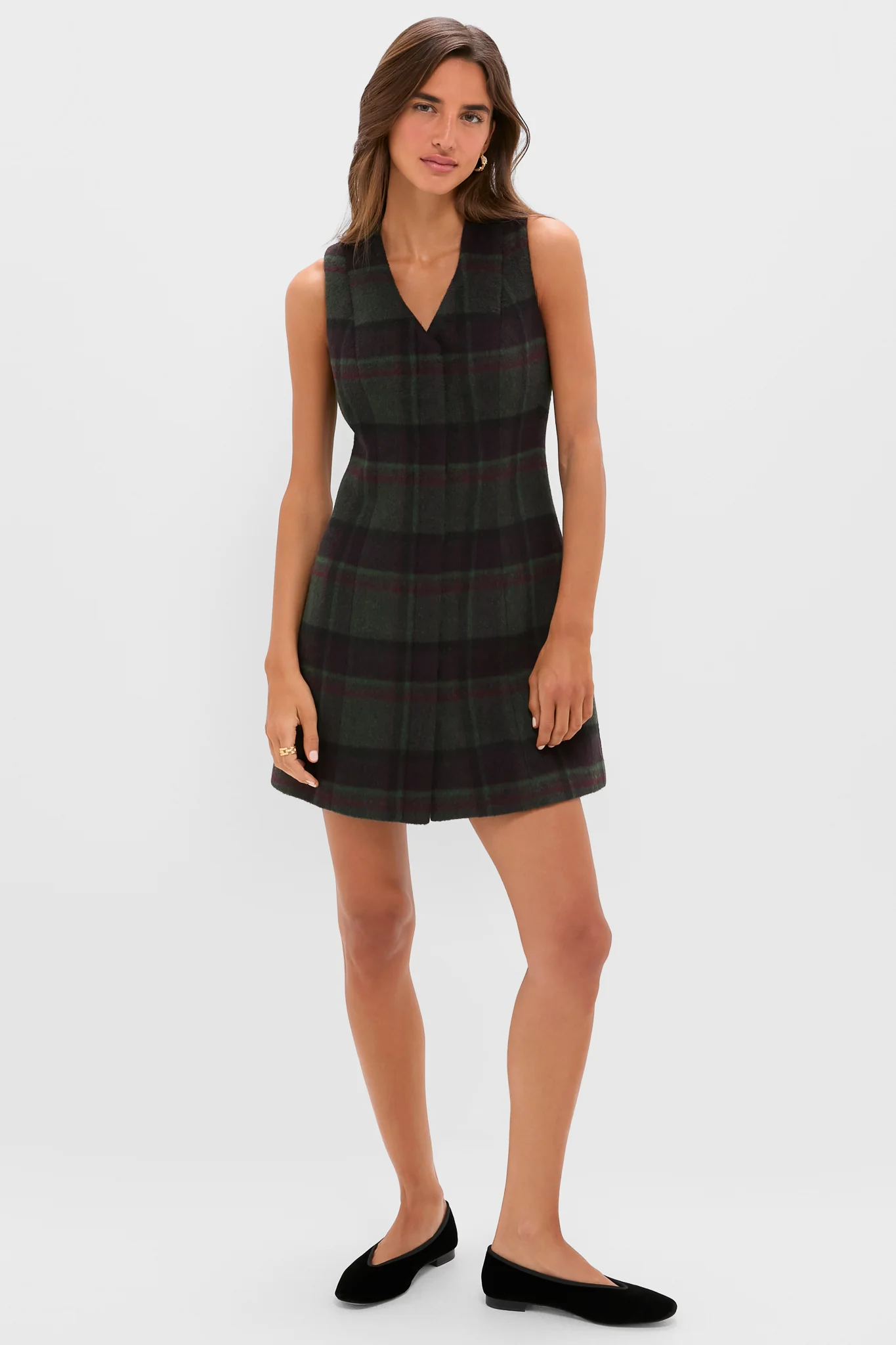 Forest Plaid Wool Mercer Dress - Image 6