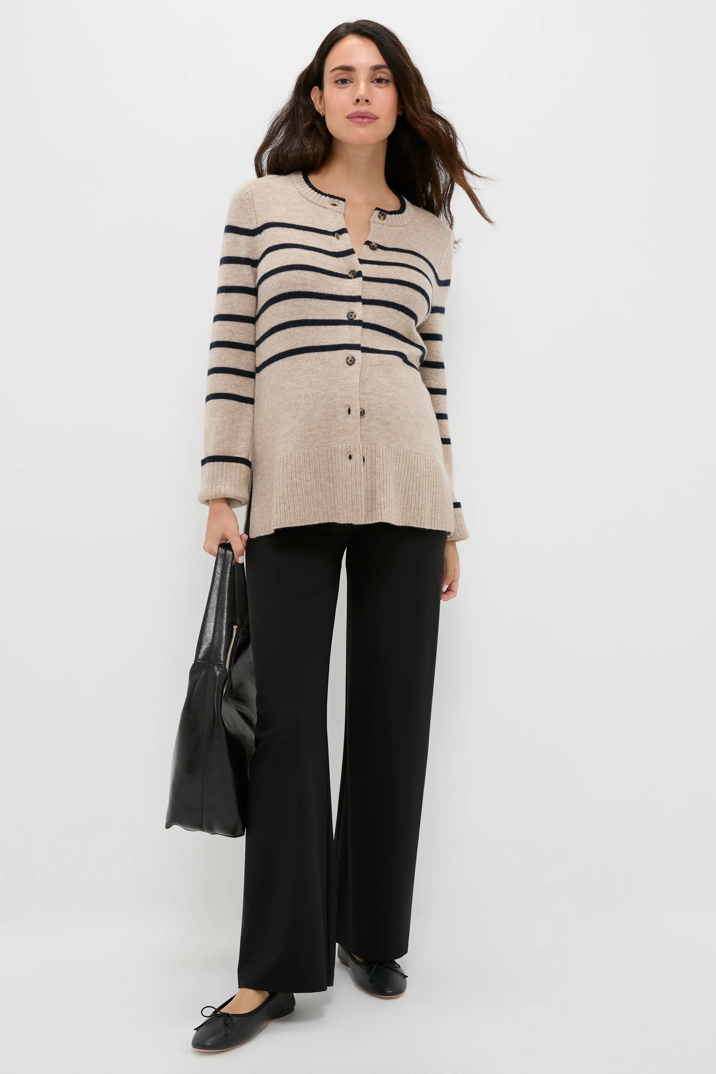 Oat and Navy Celine Contour Cardigan - Image 2
