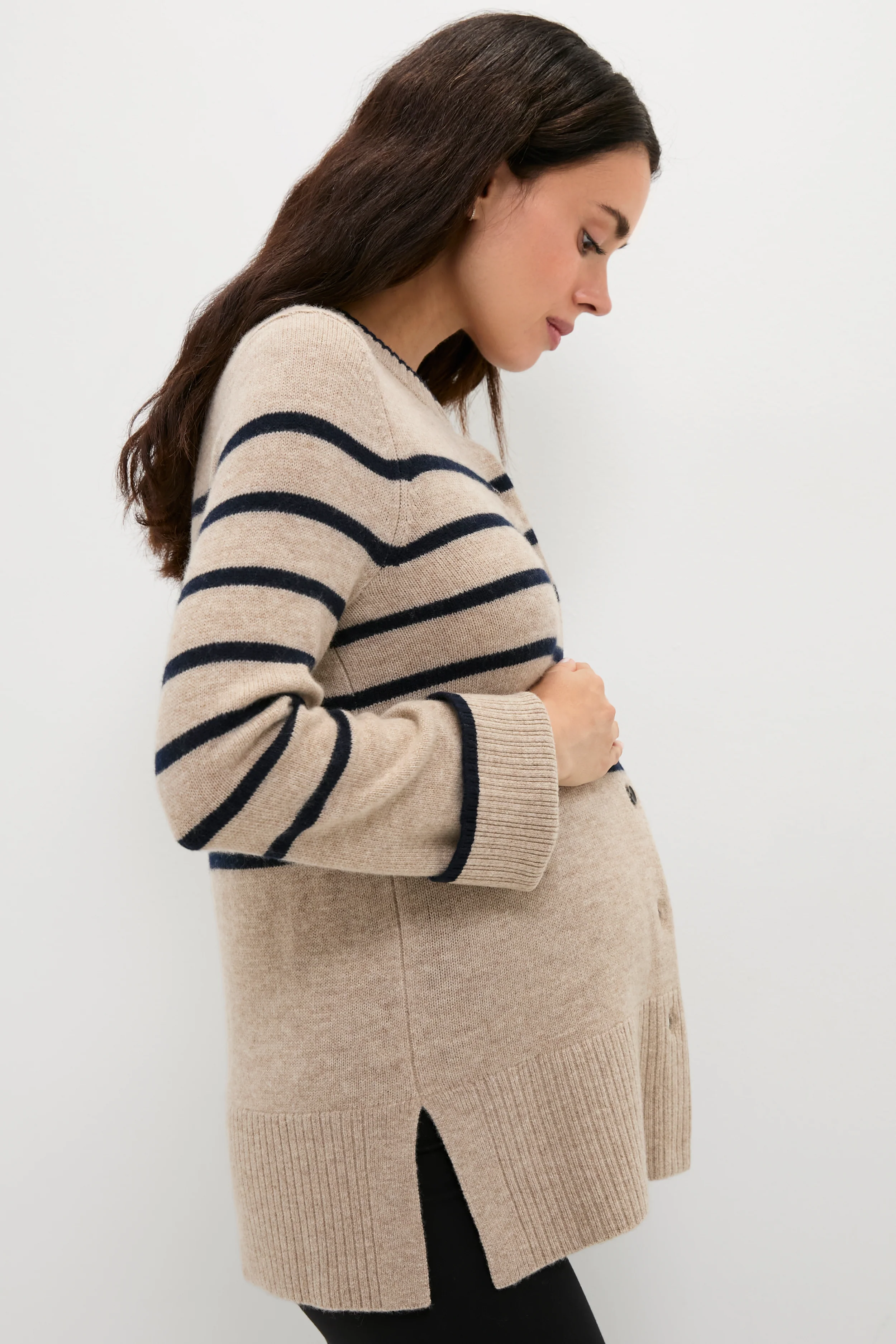 Oat and Navy Celine Contour Cardigan - Image 3