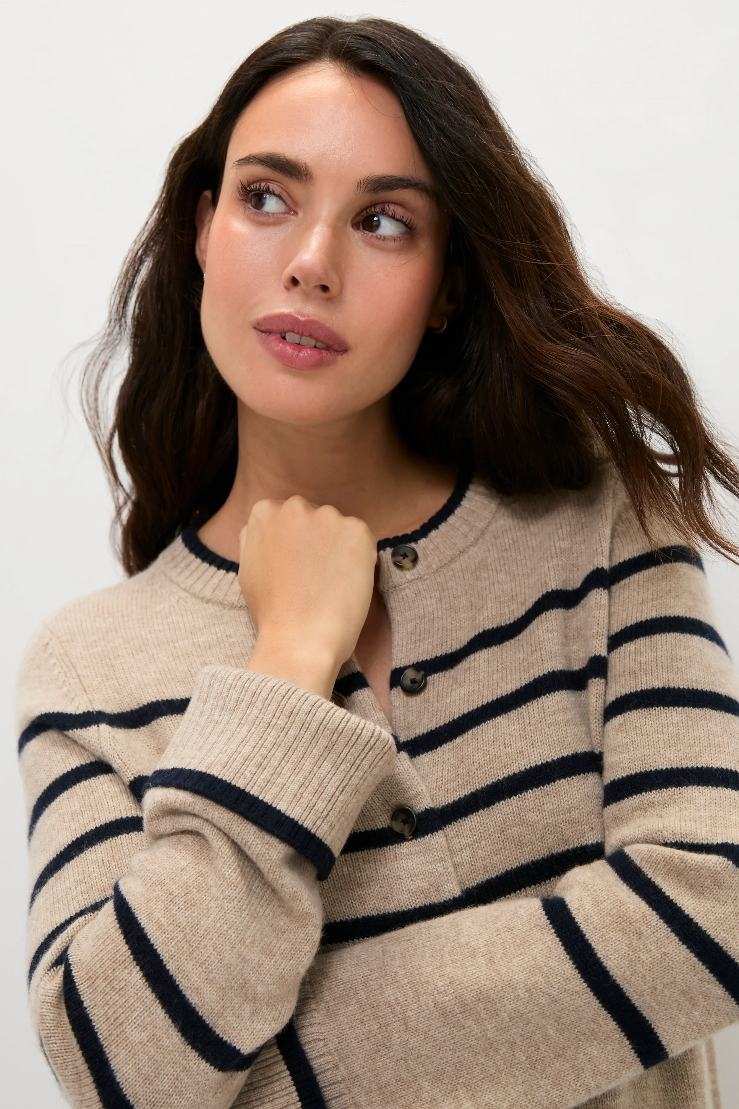 Oat and Navy Celine Contour Cardigan - Image 5