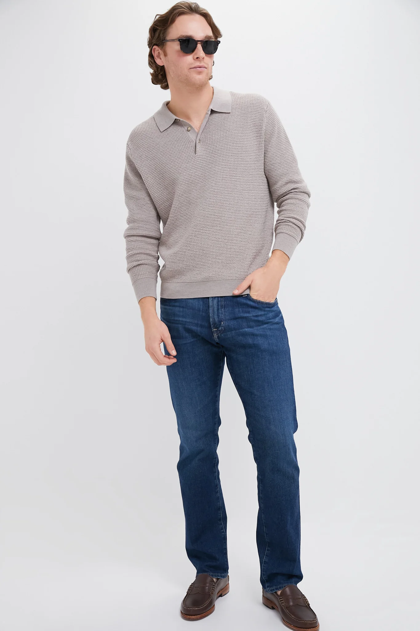 Oatmeal Merino Waffle Polo - Image 2