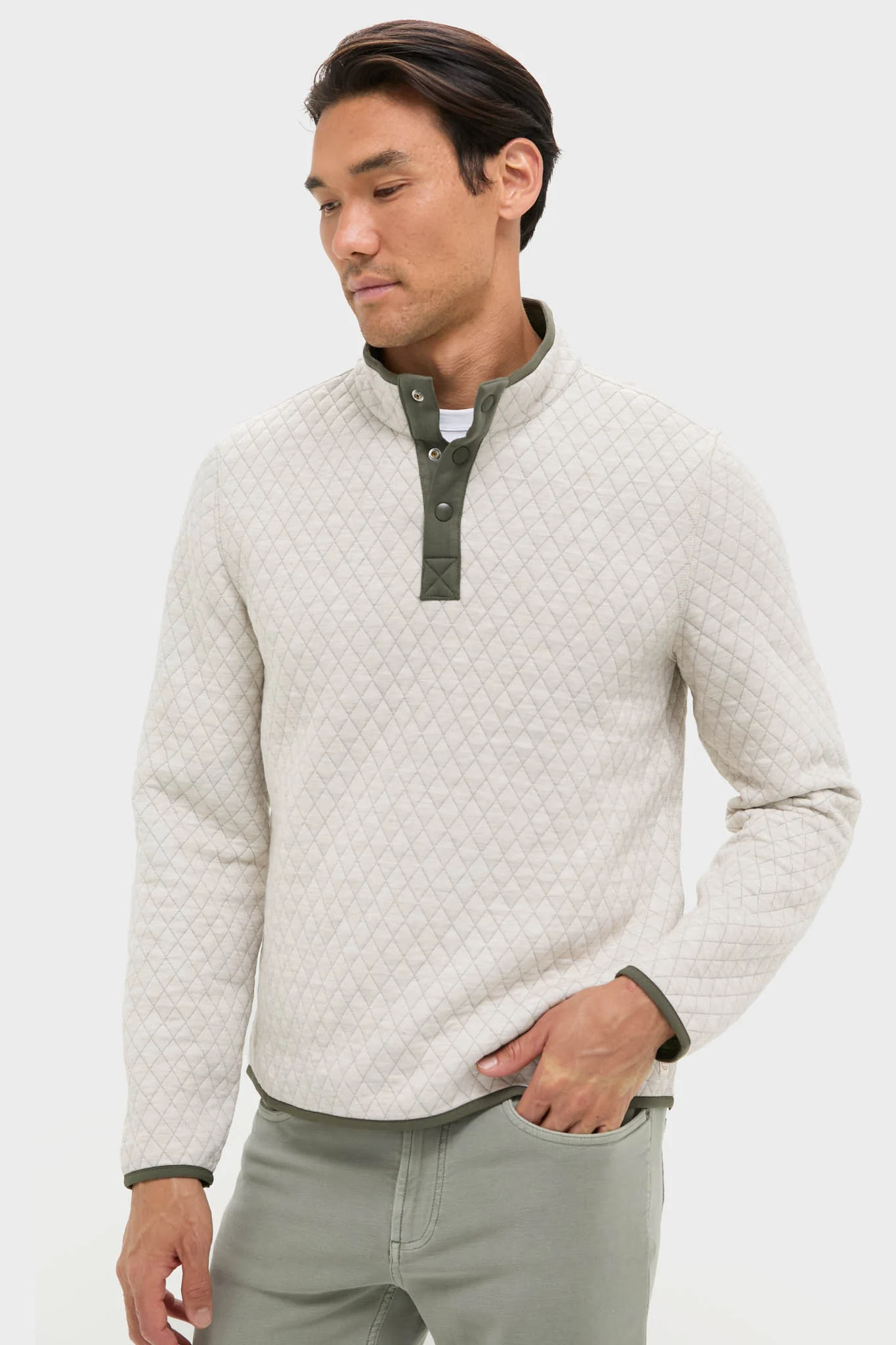 Oatmeal Olive Corbet Reversible Pullover - Image 4
