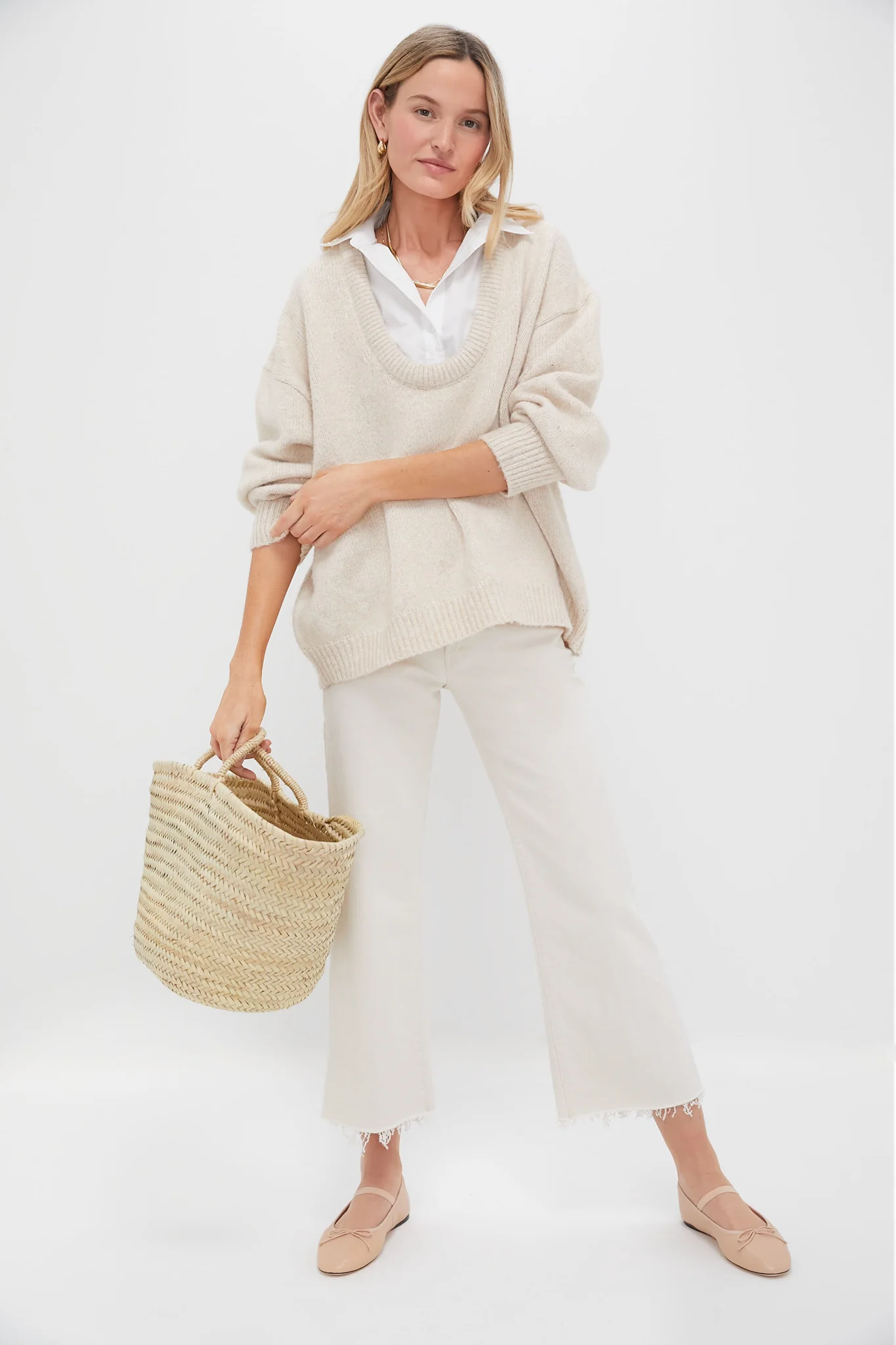 Oatmeal Removable Collar Dickey Sweater - Image 2