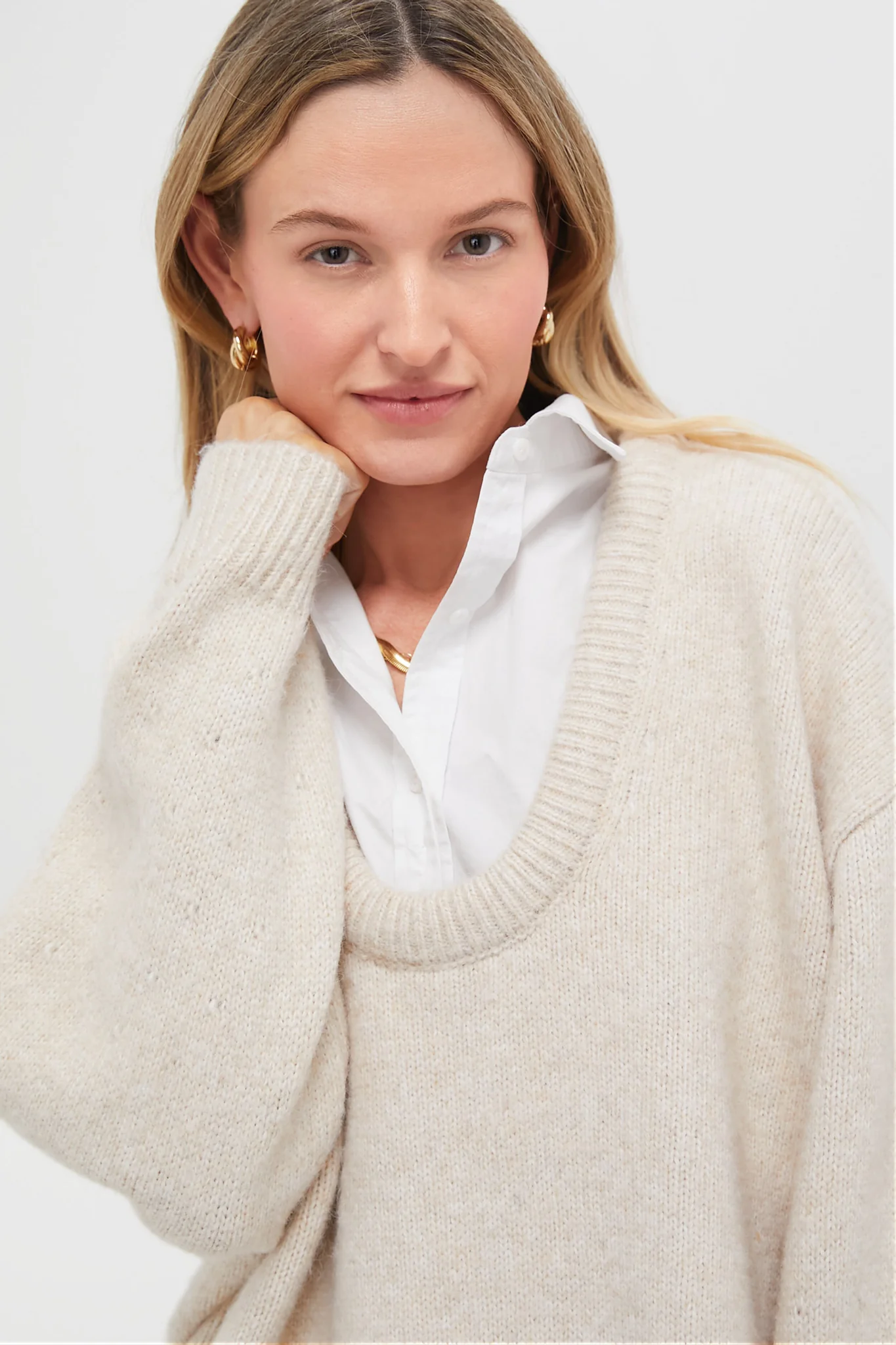 Oatmeal Removable Collar Dickey Sweater - Image 5