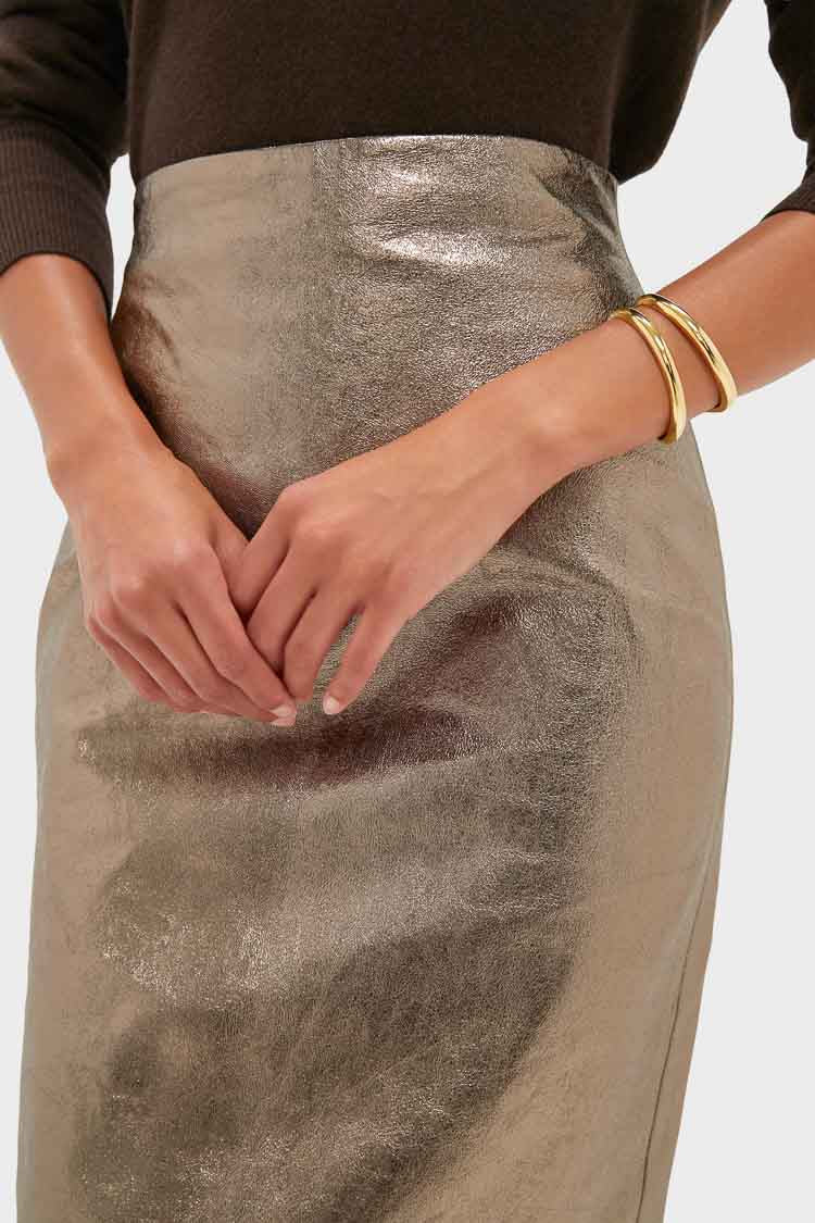 Oatmeal Susurros Leather Pencil Skirt - Image 5