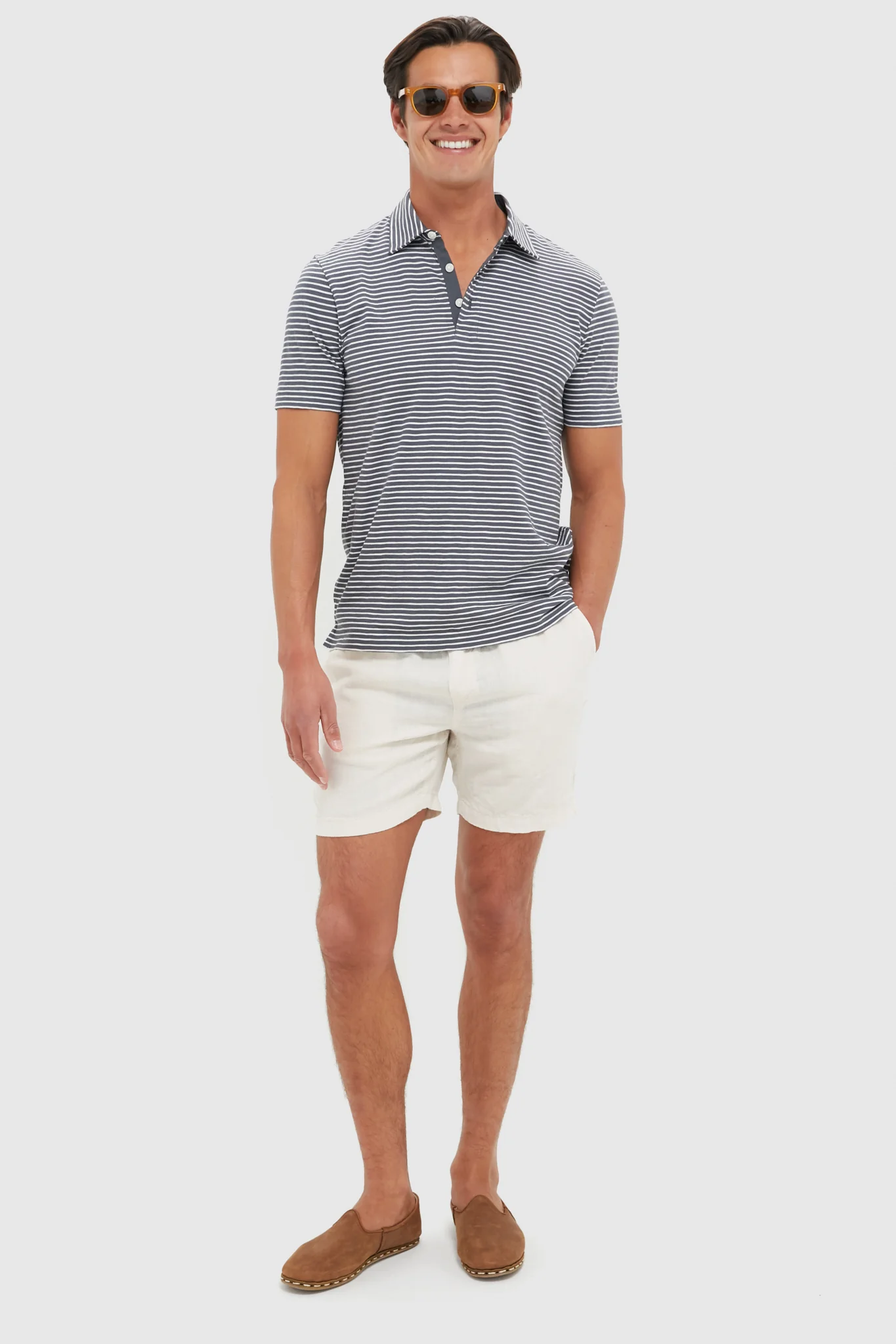 Ocean Stone Stripe Sunwashed Tee Shirt Polo - Image 2