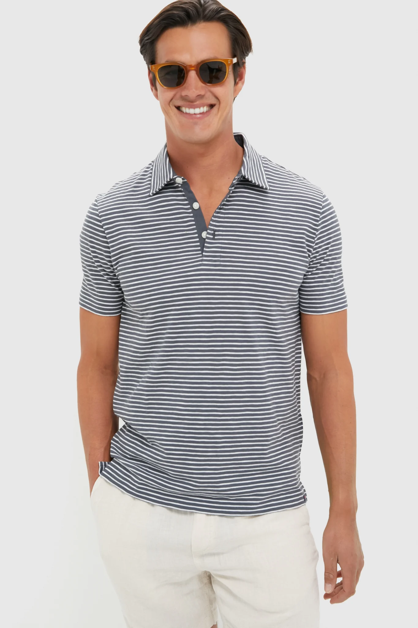 Ocean Stone Stripe Sunwashed Tee Shirt Polo - Image 3