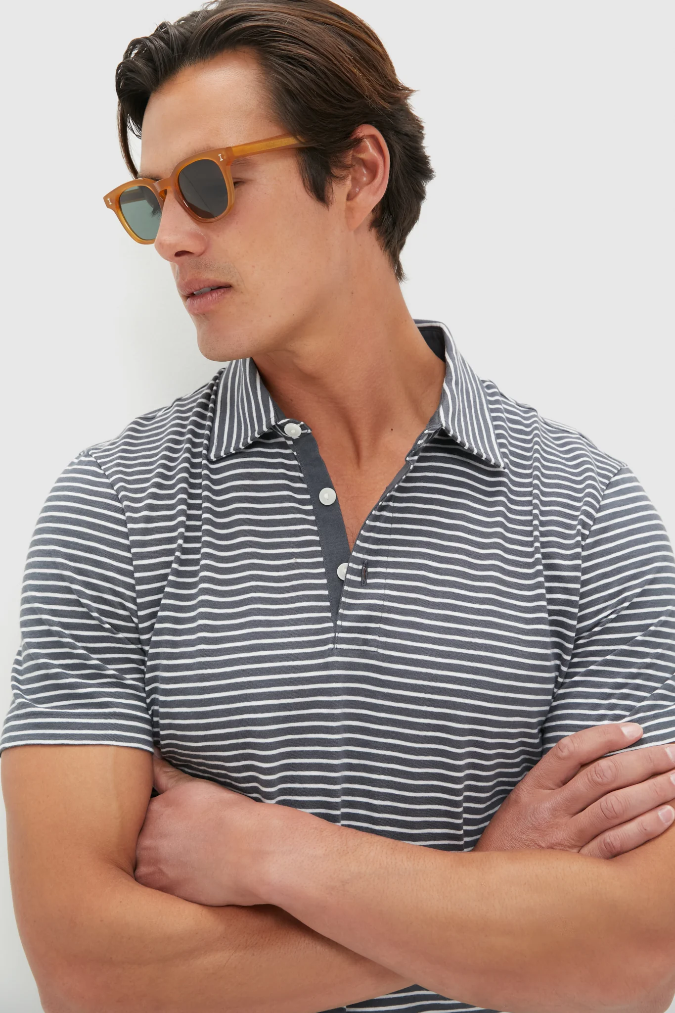 Ocean Stone Stripe Sunwashed Tee Shirt Polo - Image 6