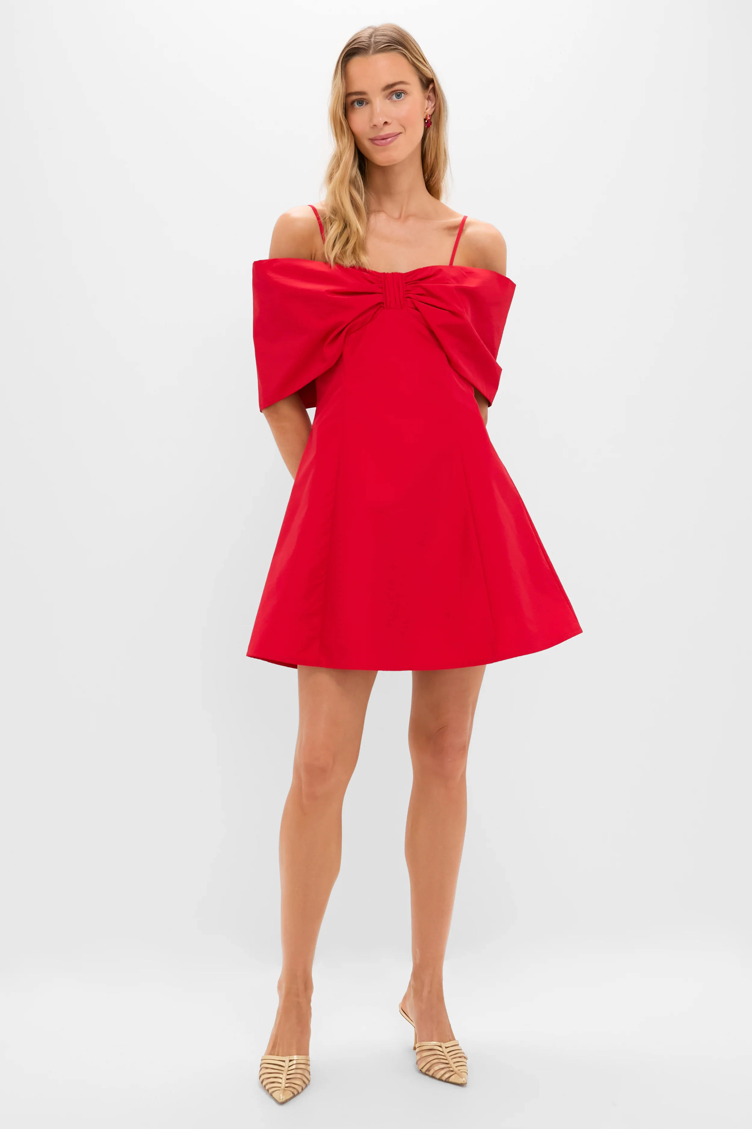 Off-the-Shoulder Red Bow Bates Mini Dress - Image 2