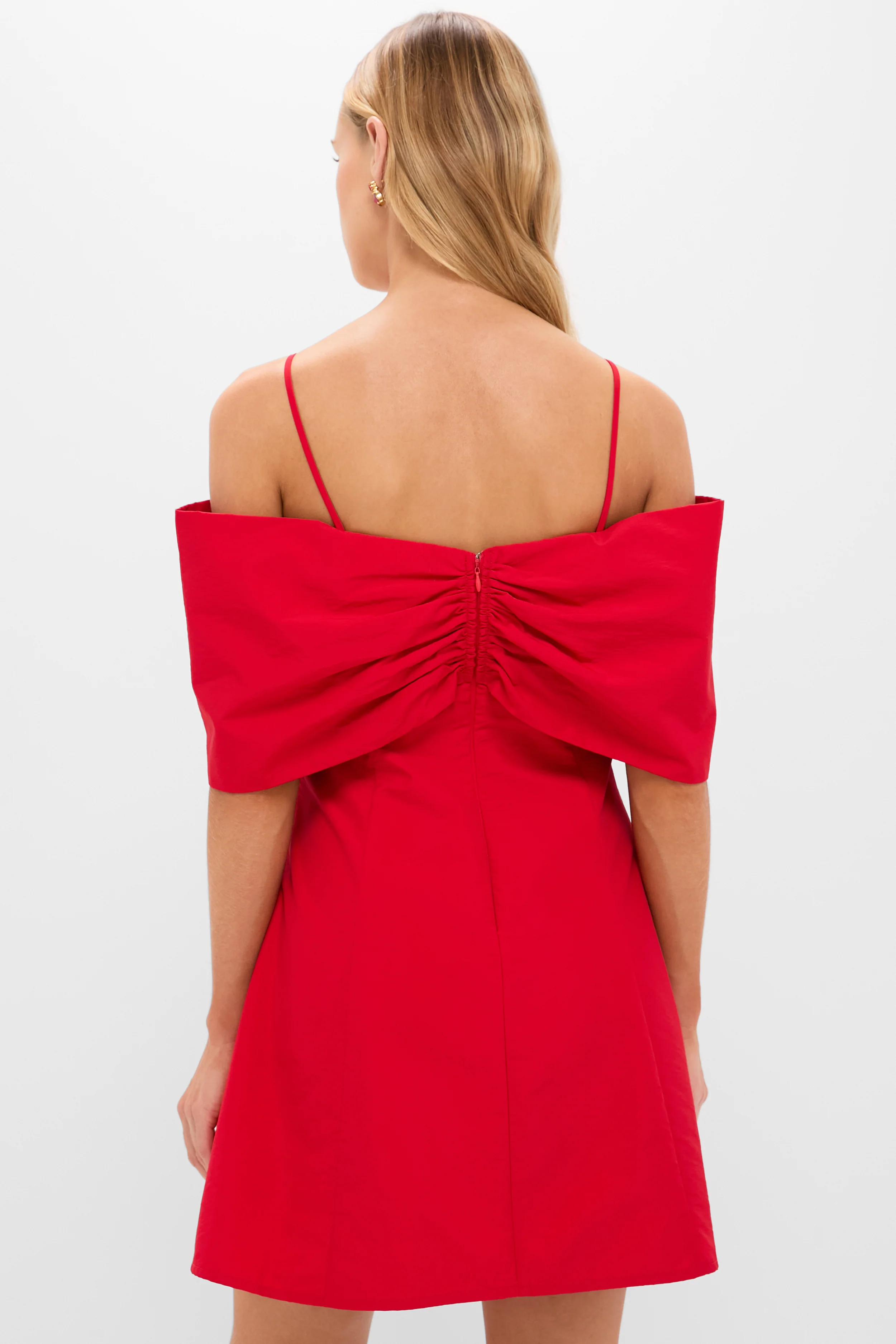 Off-the-Shoulder Red Bow Bates Mini Dress - Image 4