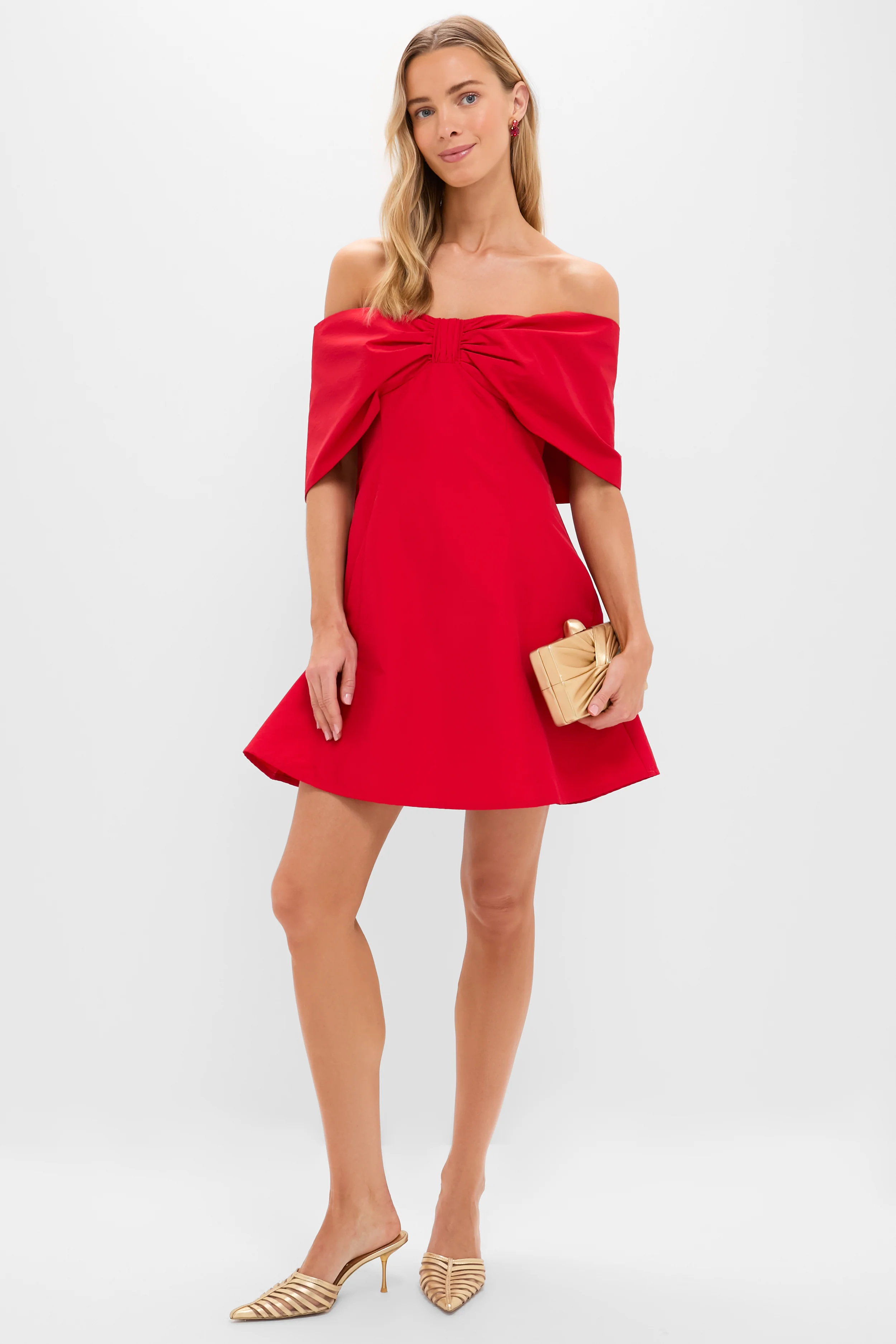 Off-the-Shoulder Red Bow Bates Mini Dress - Image 6
