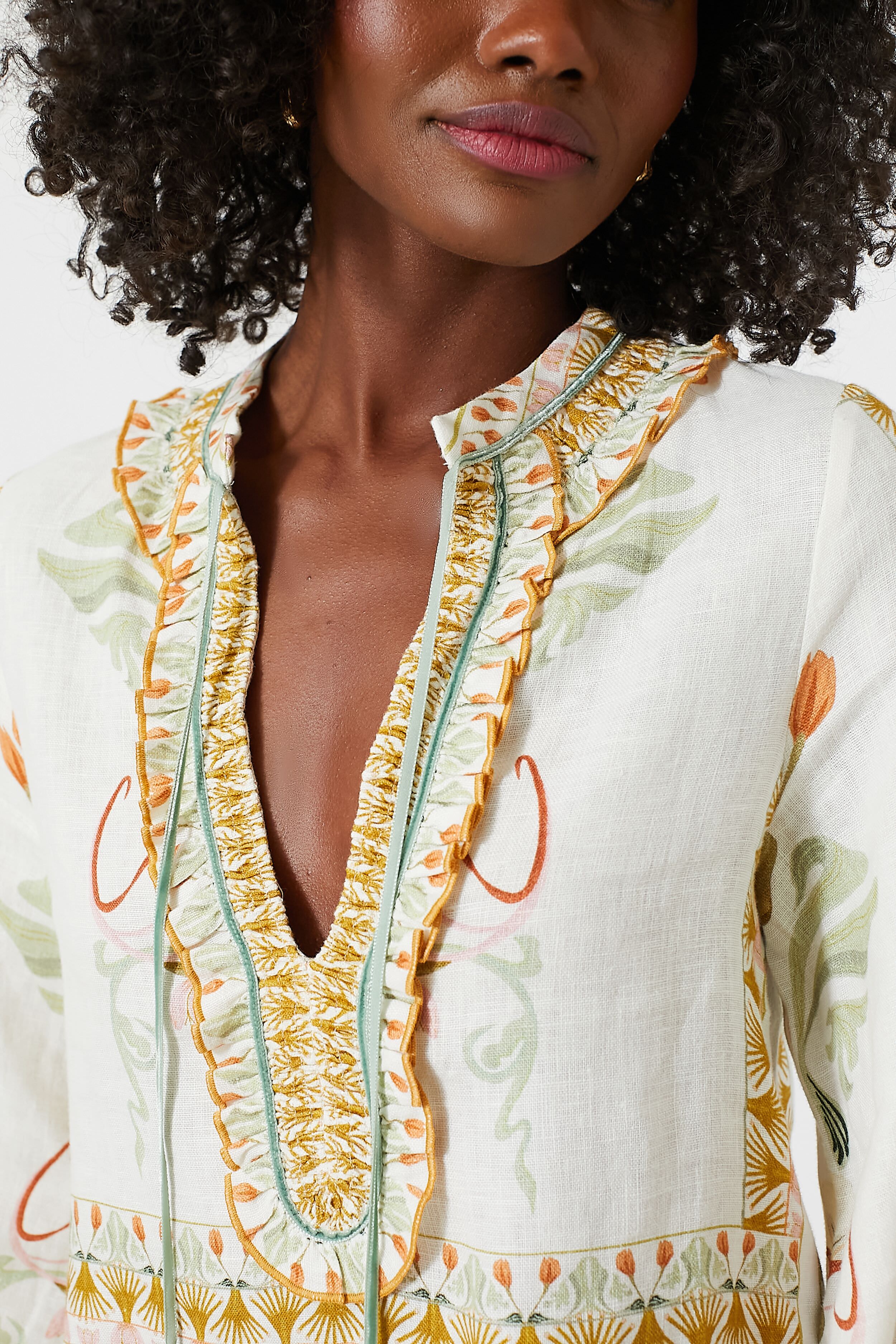 Off White and Mustard Tess Short Dress - Image 5