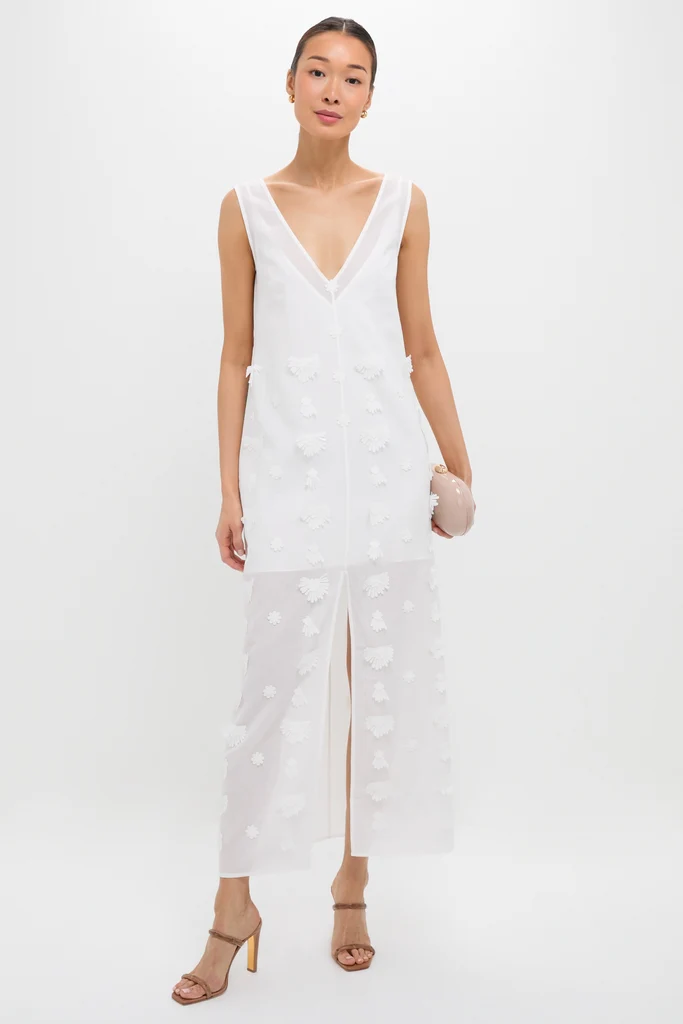 Off White Aria Embroidery Midi Dress - Image 2