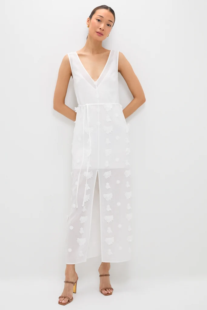 Off White Aria Embroidery Midi Dress - Image 6