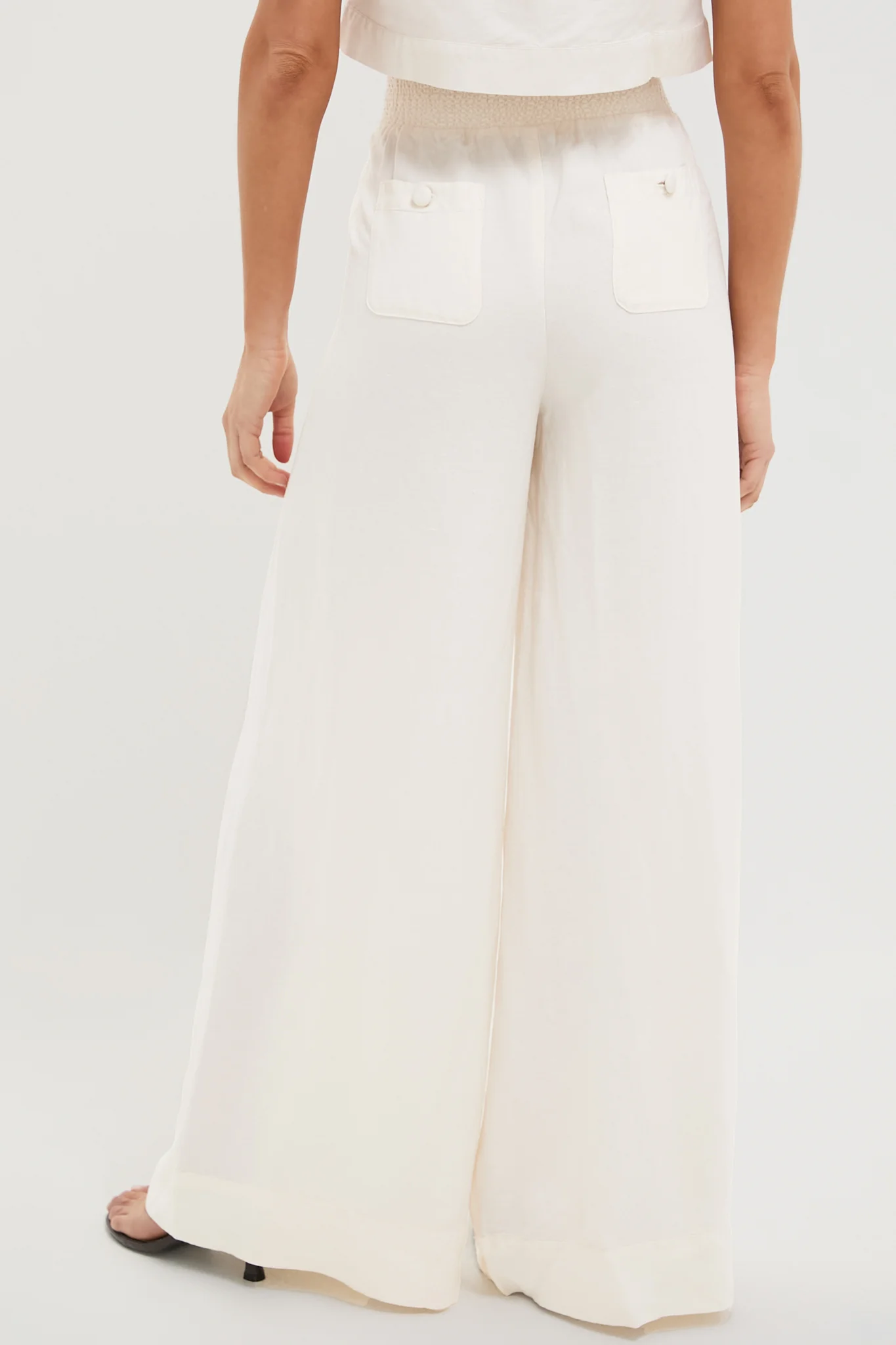 Off-White Button Front Palazzo Pant - Image 4