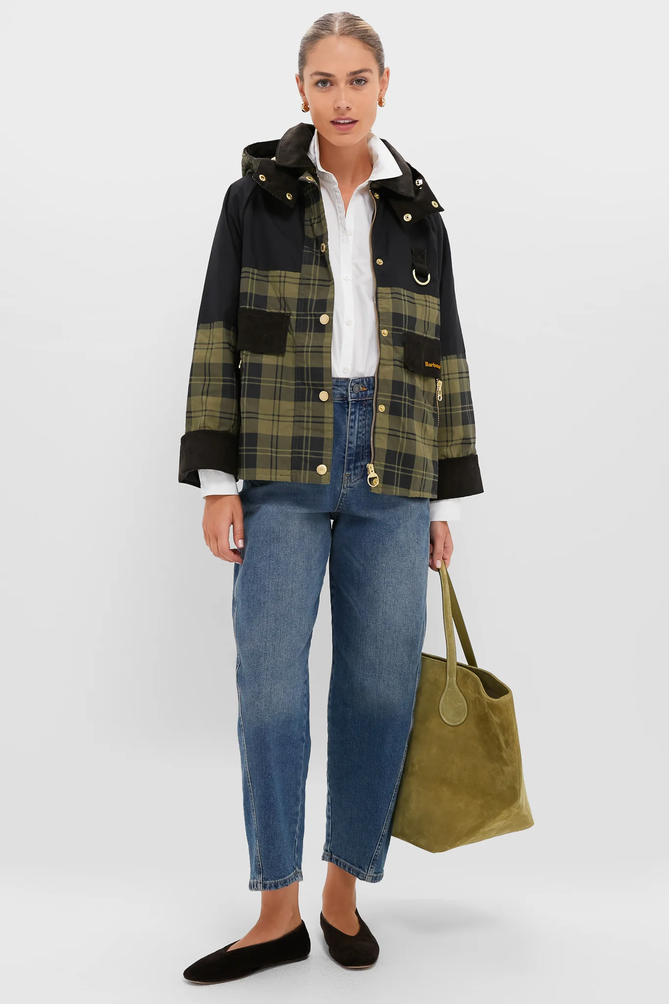 Olive and Black Check Elaine Showerproof Jacket - Image 2