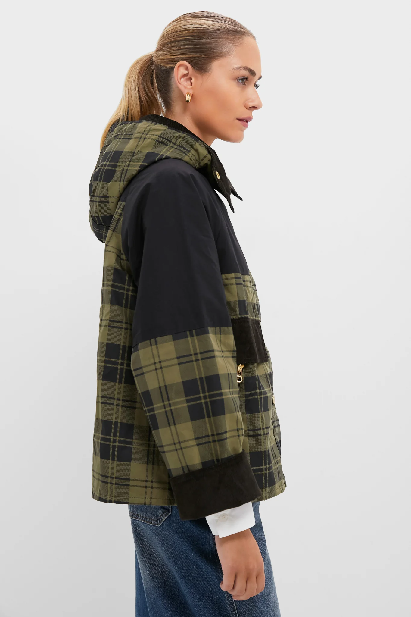 Olive and Black Check Elaine Showerproof Jacket - Image 3