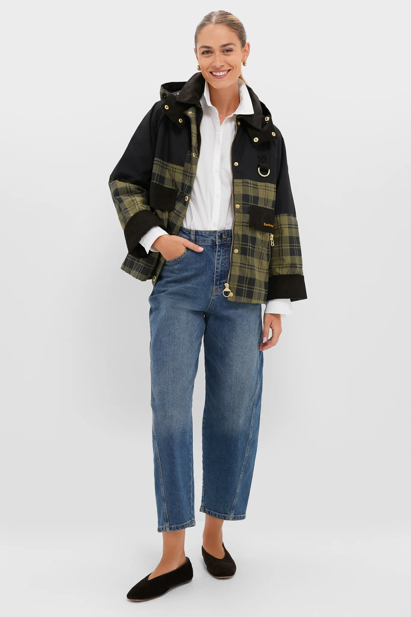 Olive and Black Check Elaine Showerproof Jacket - Image 6