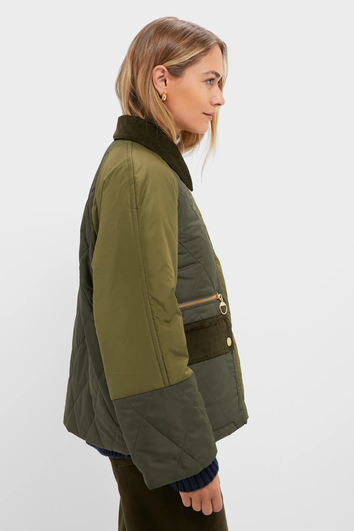 Olive and Dark Moss Martha Quilted Jacket - Image 3