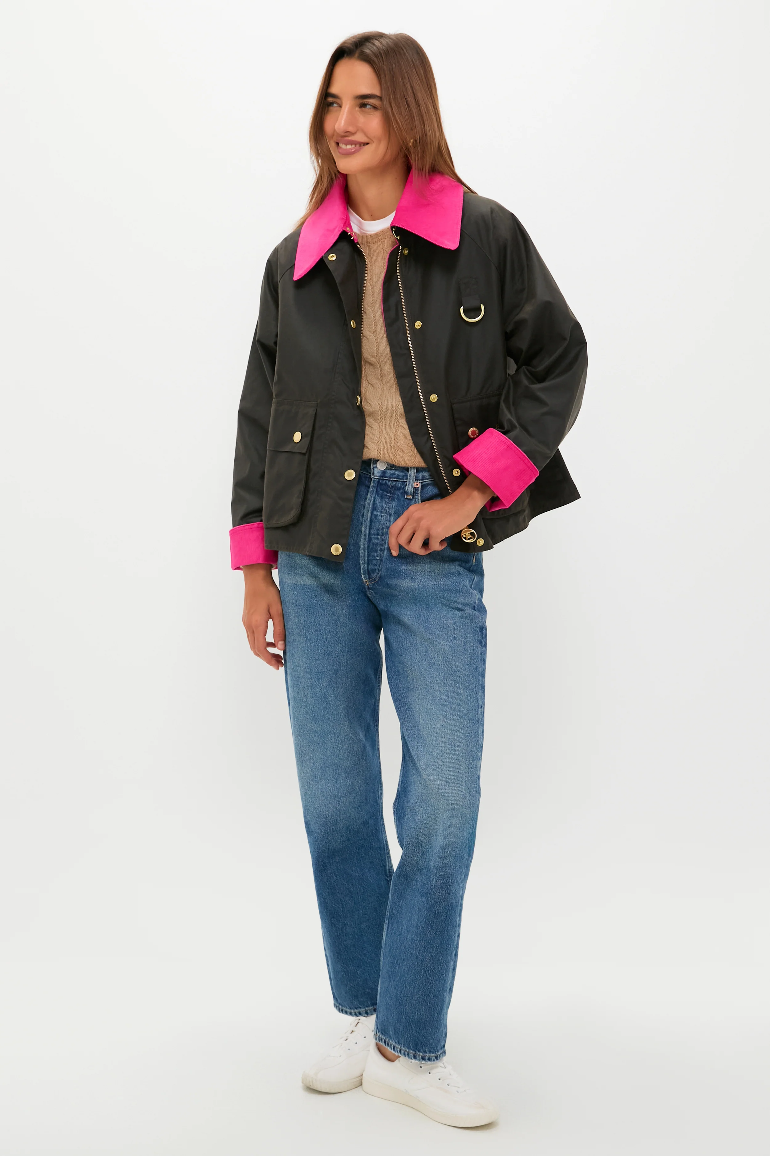 Olive and Hot Pink Icons Spey Wax Jacket - Image 6