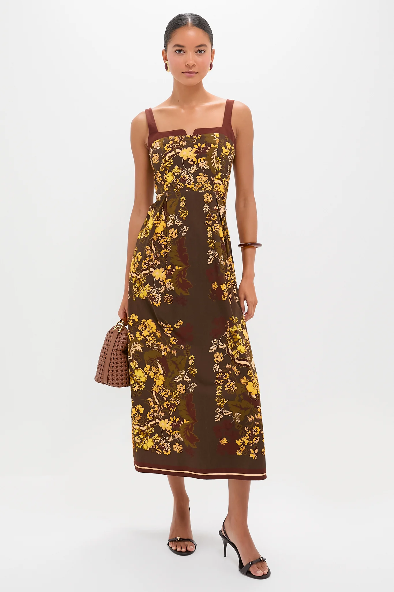 Olive and Yellow Floral Tilman Midi Dress - Image 2