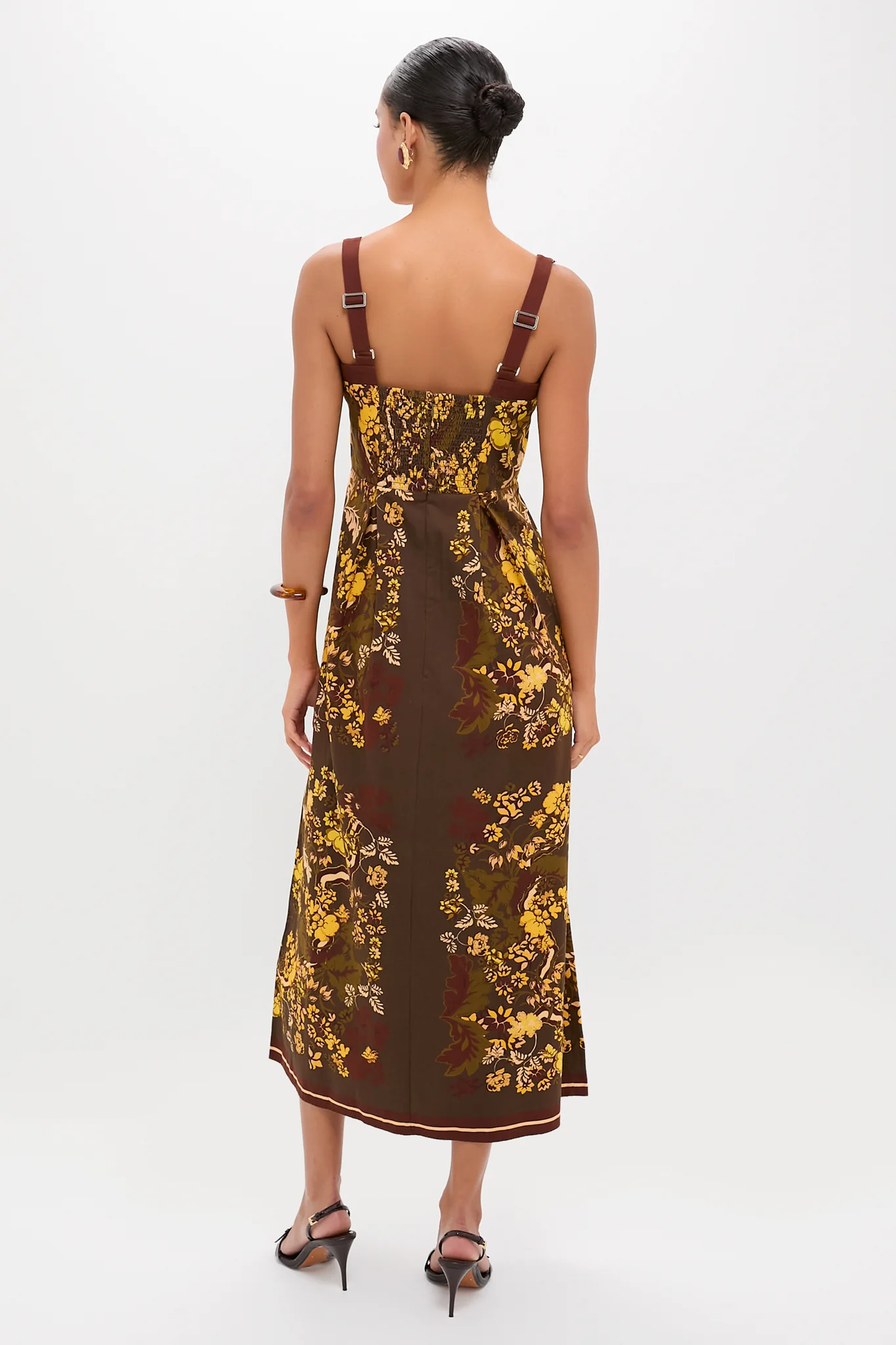 Olive and Yellow Floral Tilman Midi Dress - Image 4