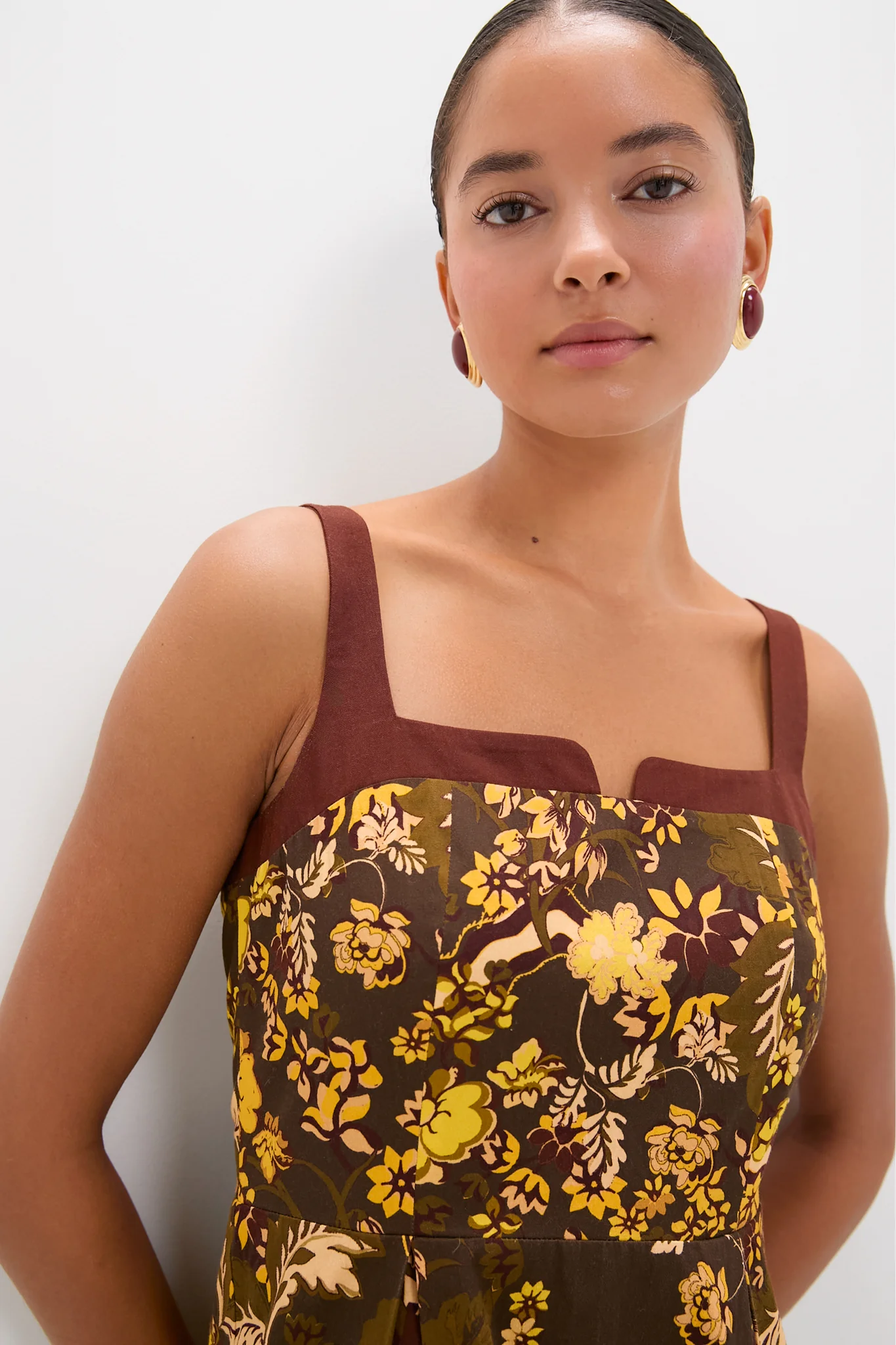 Olive and Yellow Floral Tilman Midi Dress - Image 5