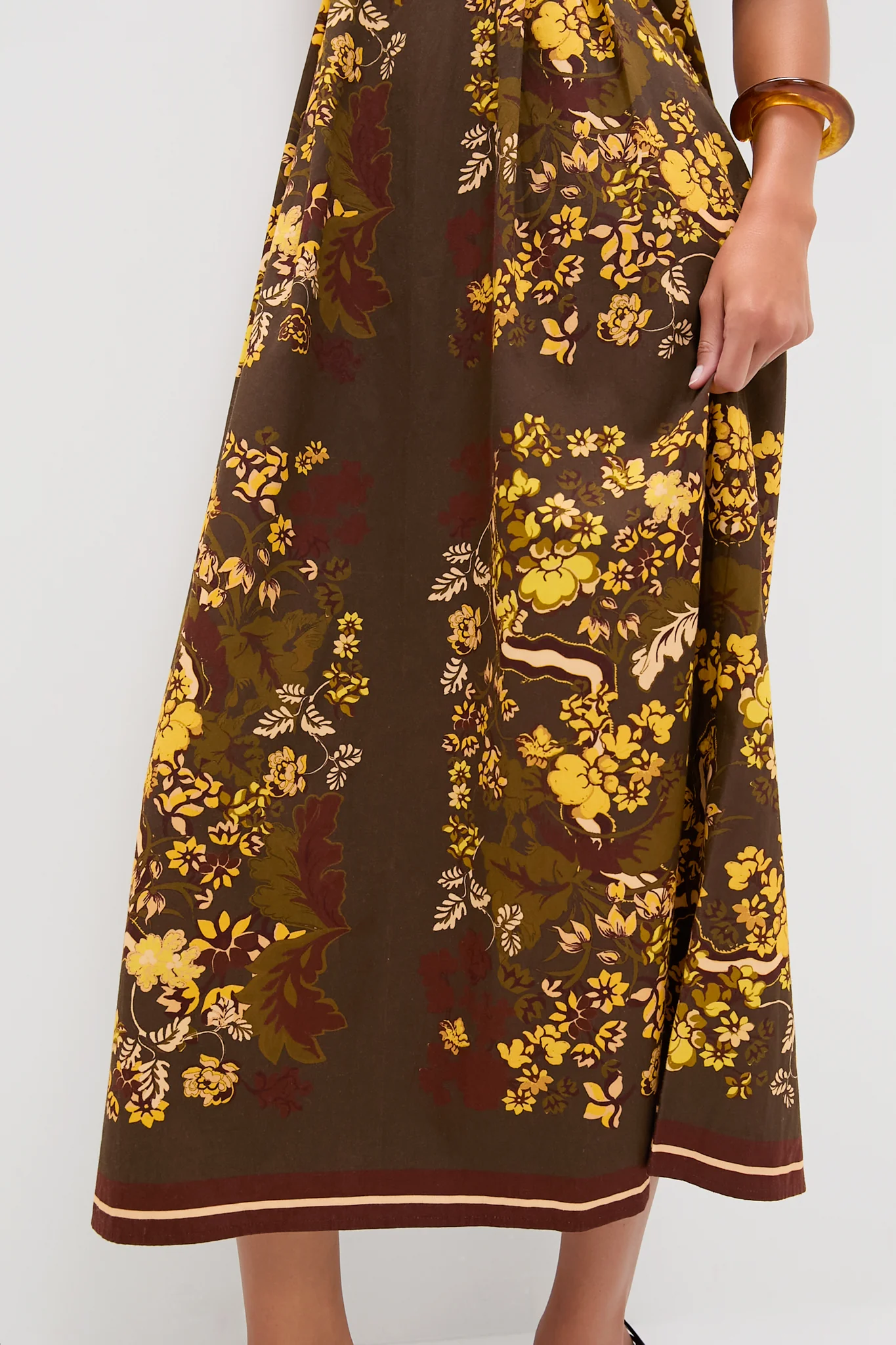 Olive and Yellow Floral Tilman Midi Dress - Image 6