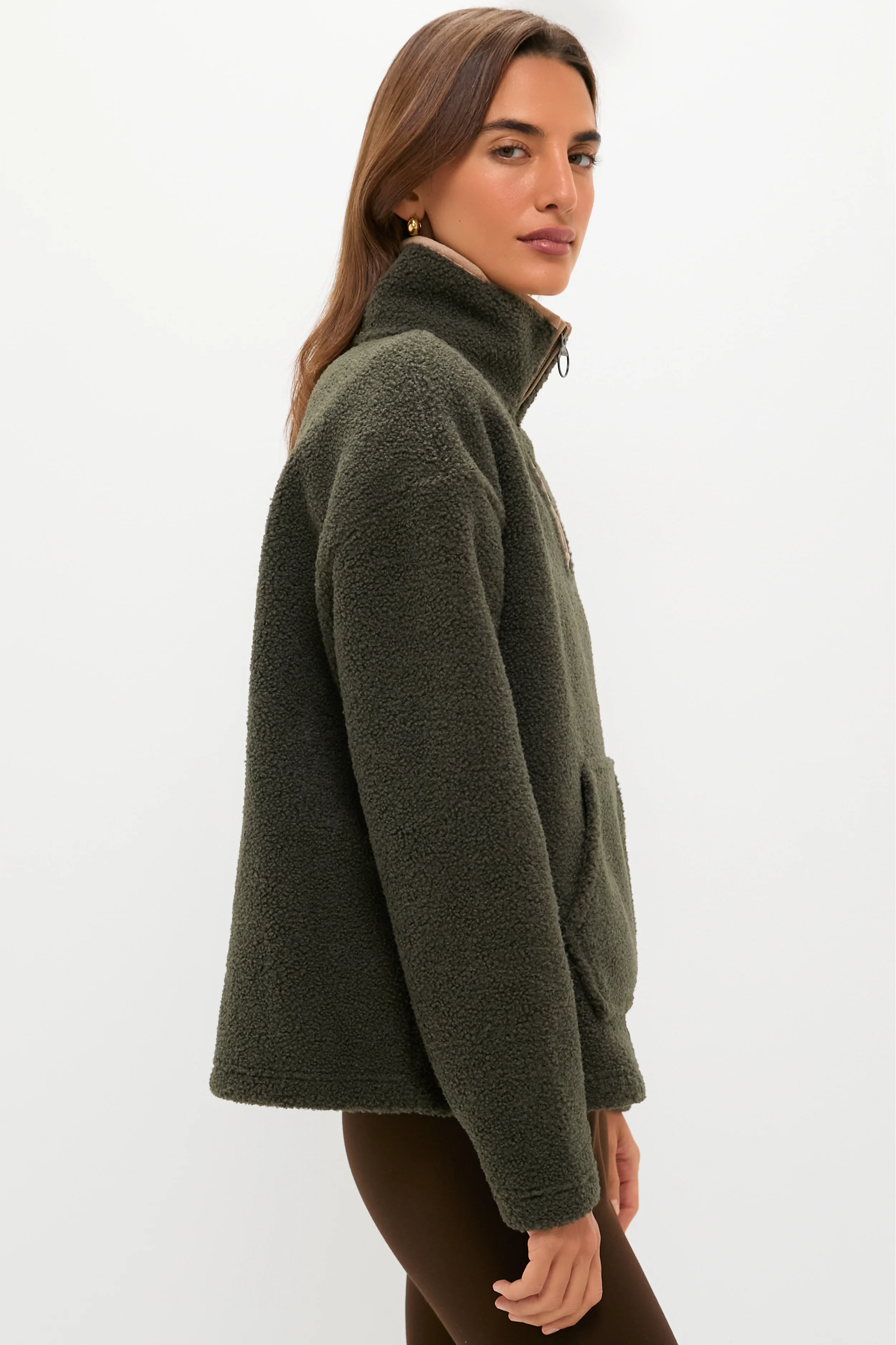 Olive Bamburgh Fleece Pullover - Image 3