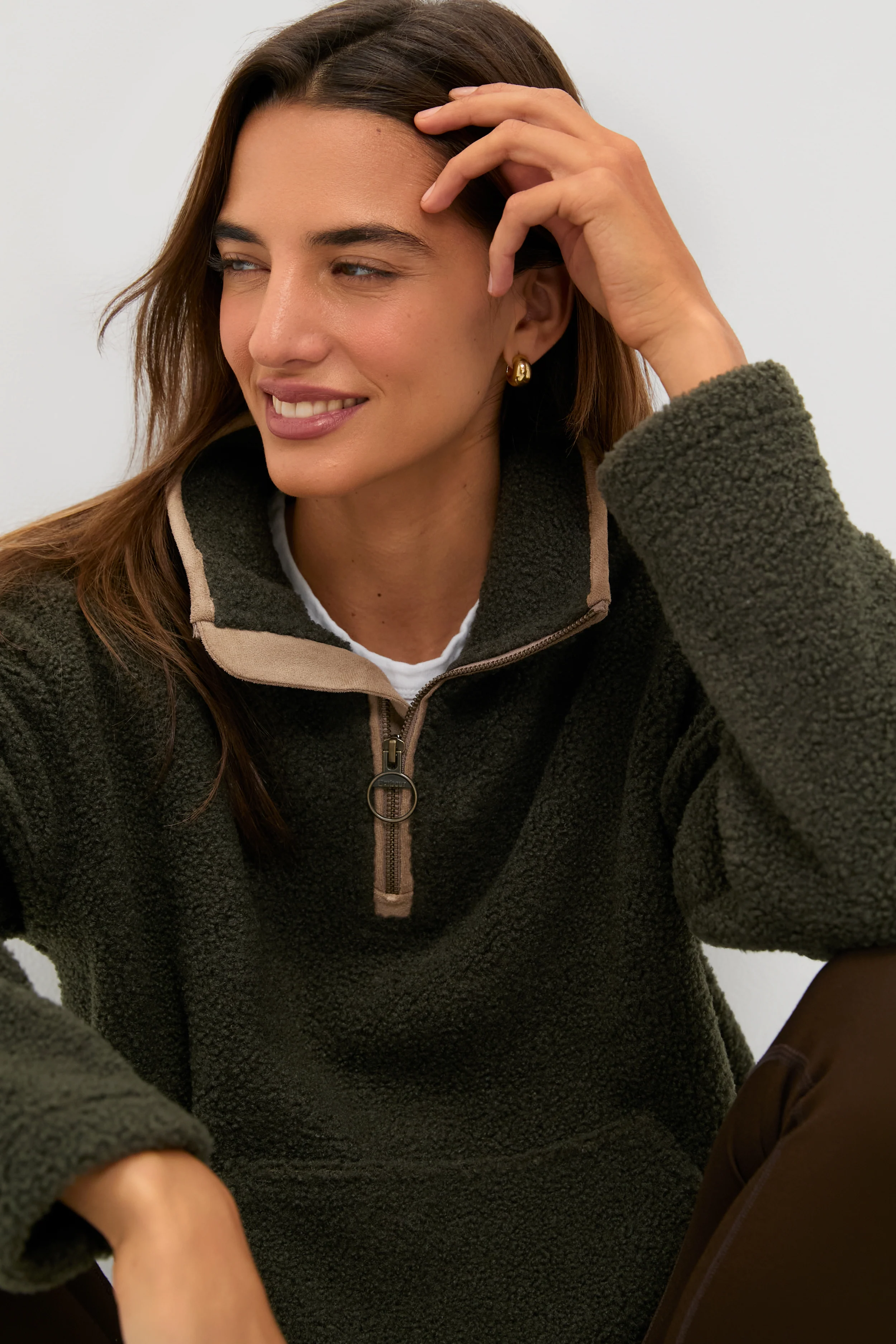 Olive Bamburgh Fleece Pullover - Image 5
