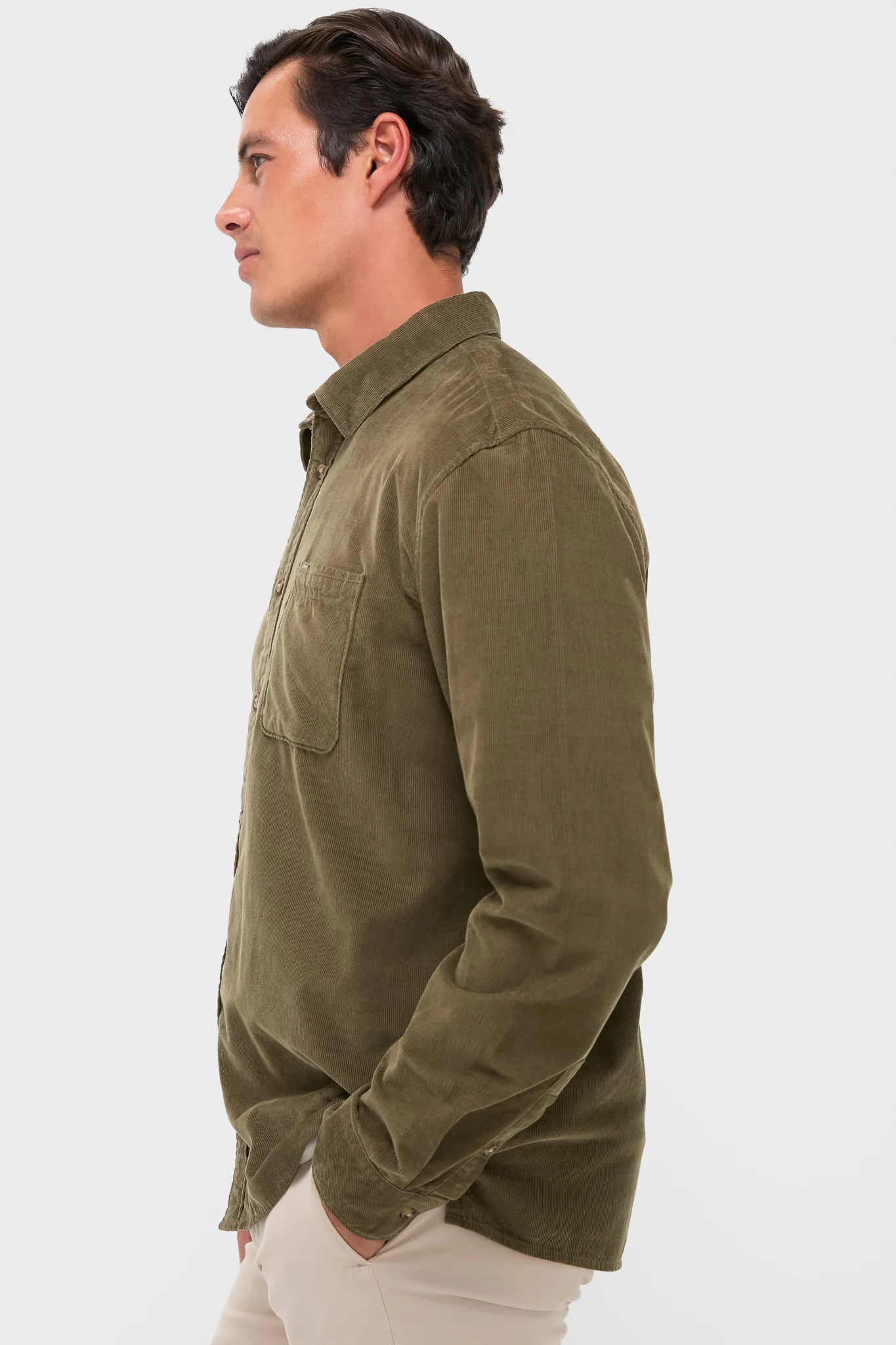 Olive Bramside Relaxed Cord Shirt - Image 3