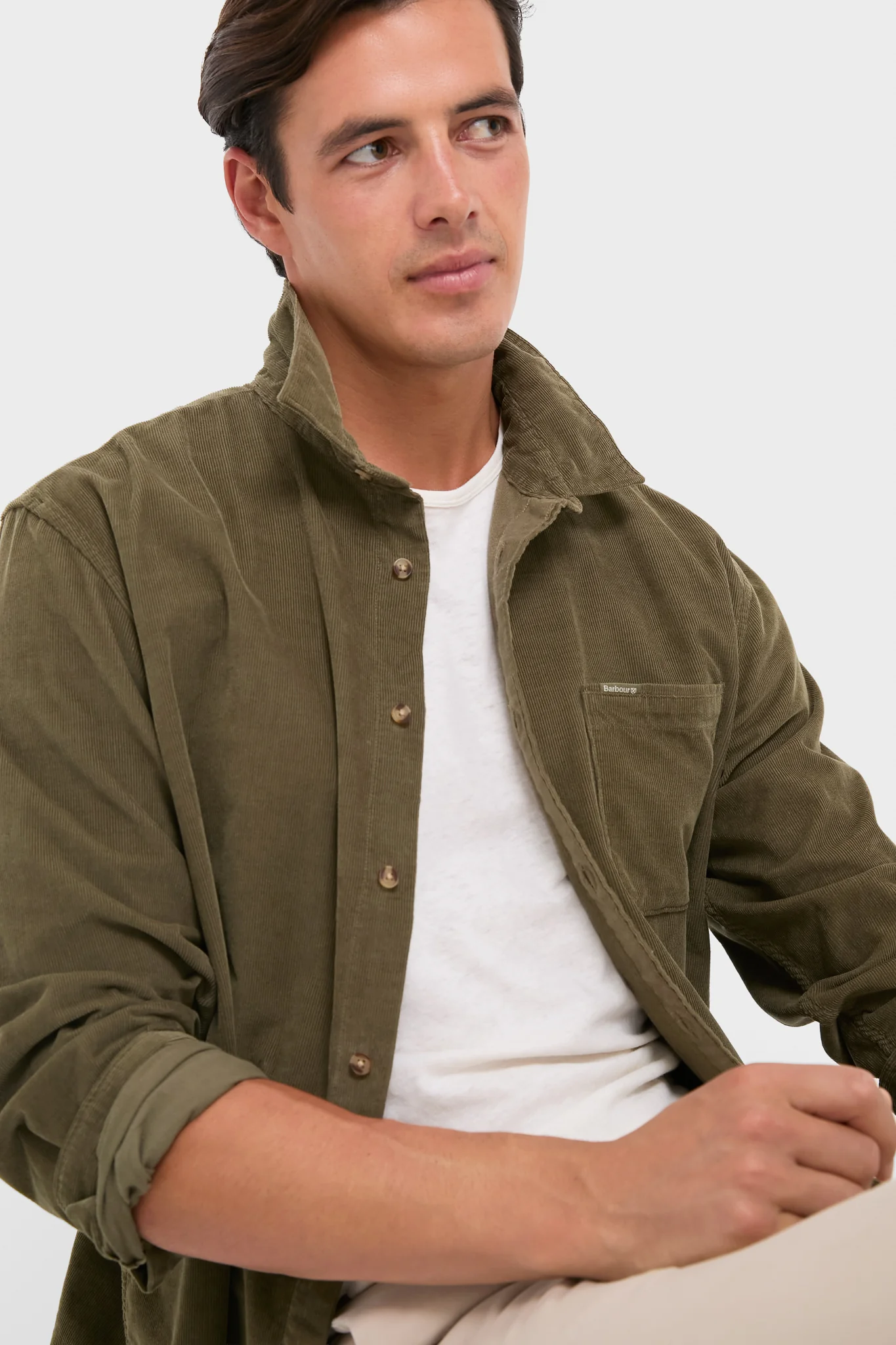 Olive Bramside Relaxed Cord Shirt - Image 6