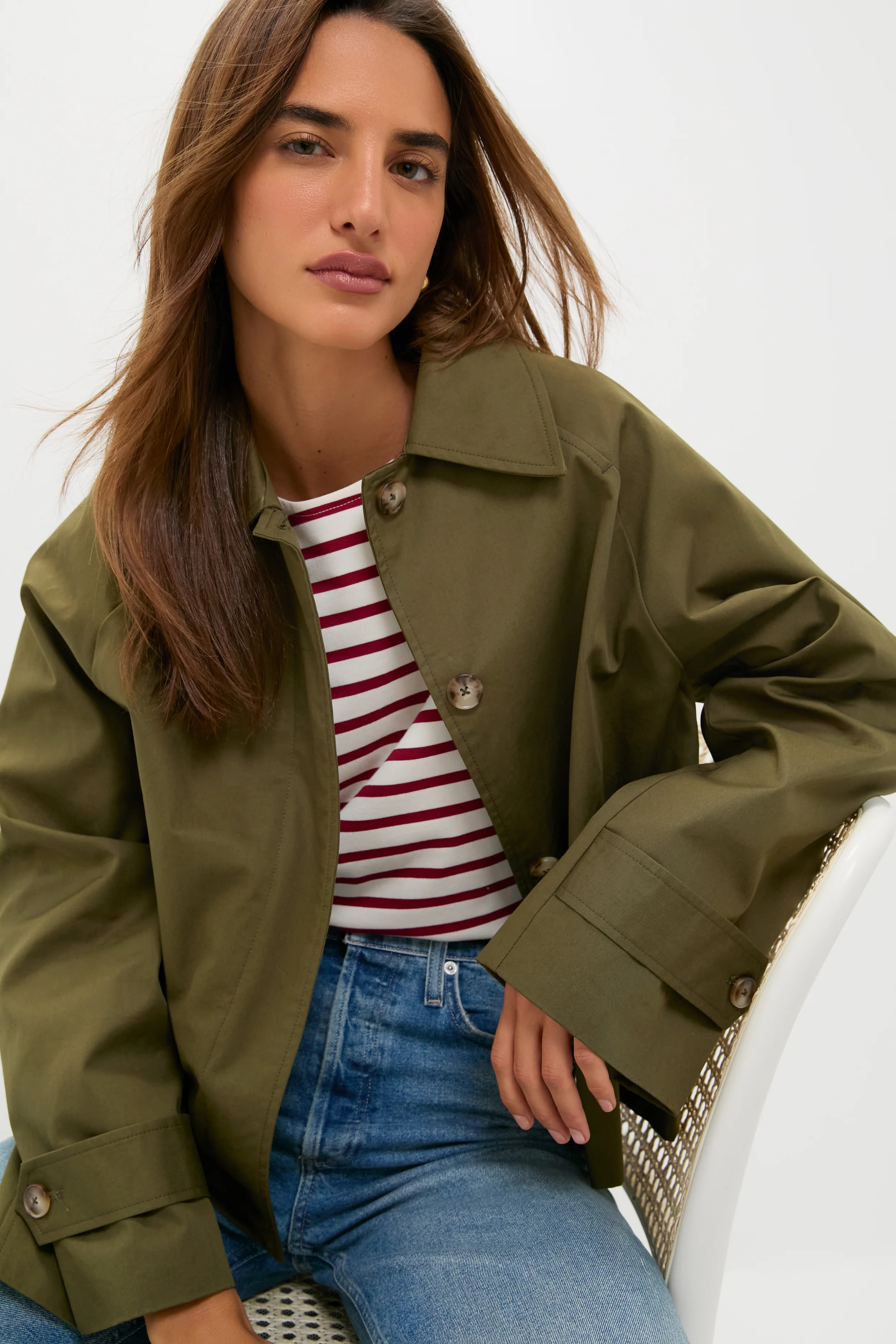 Olive Drew Short Trench Coat - Image 5