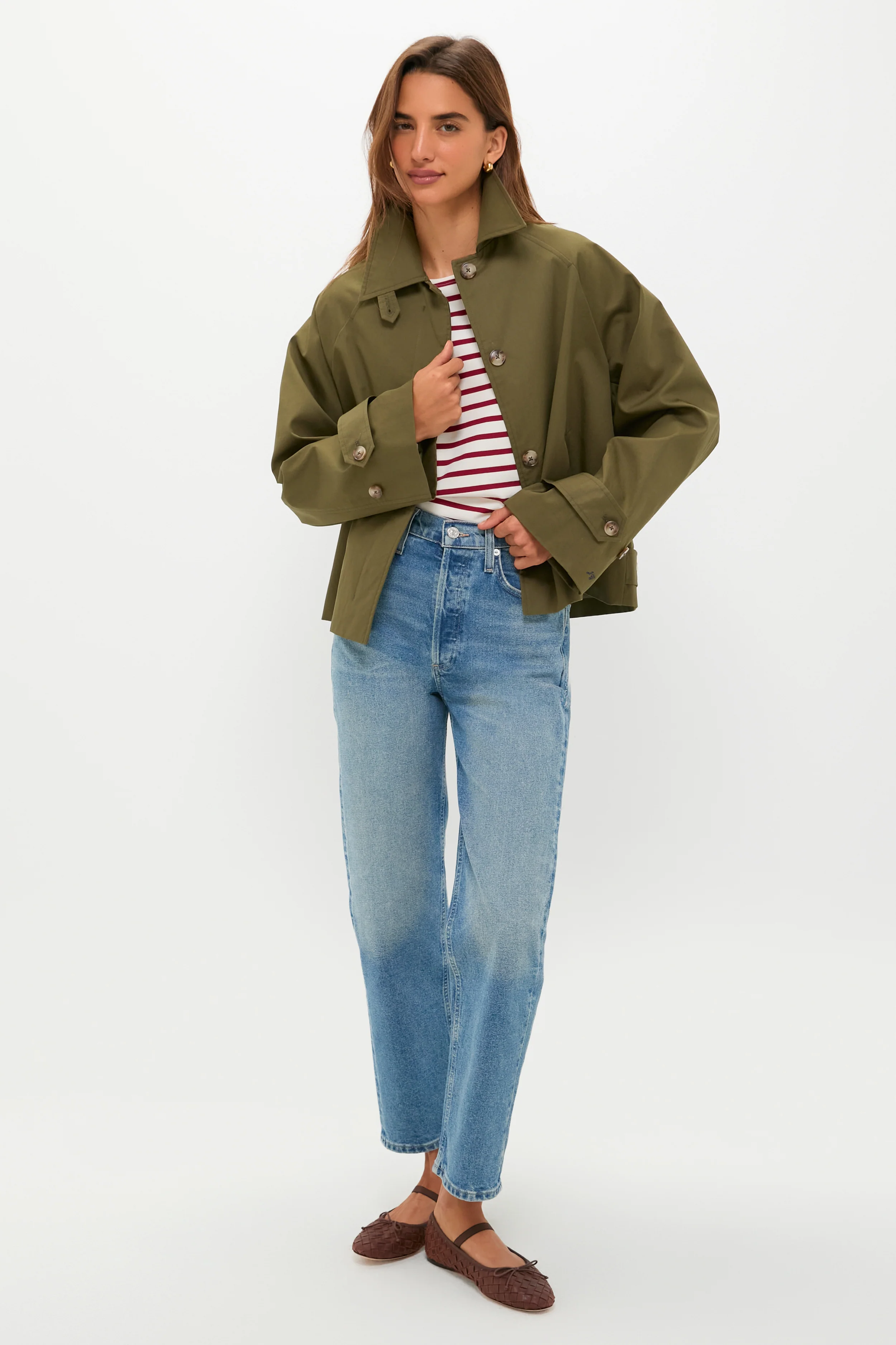 Olive Drew Short Trench Coat - Image 6