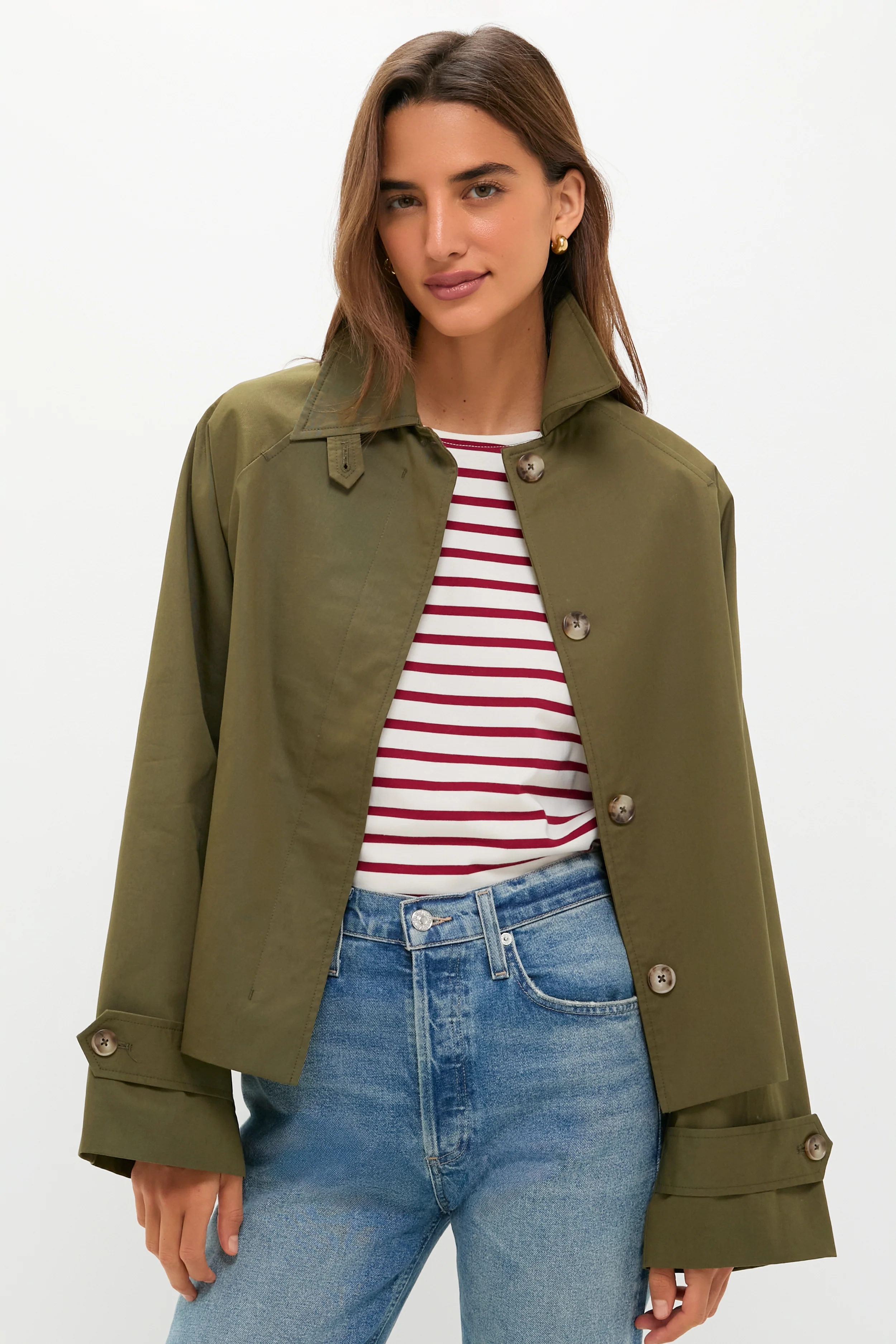 Olive Drew Short Trench Coat - Image 7