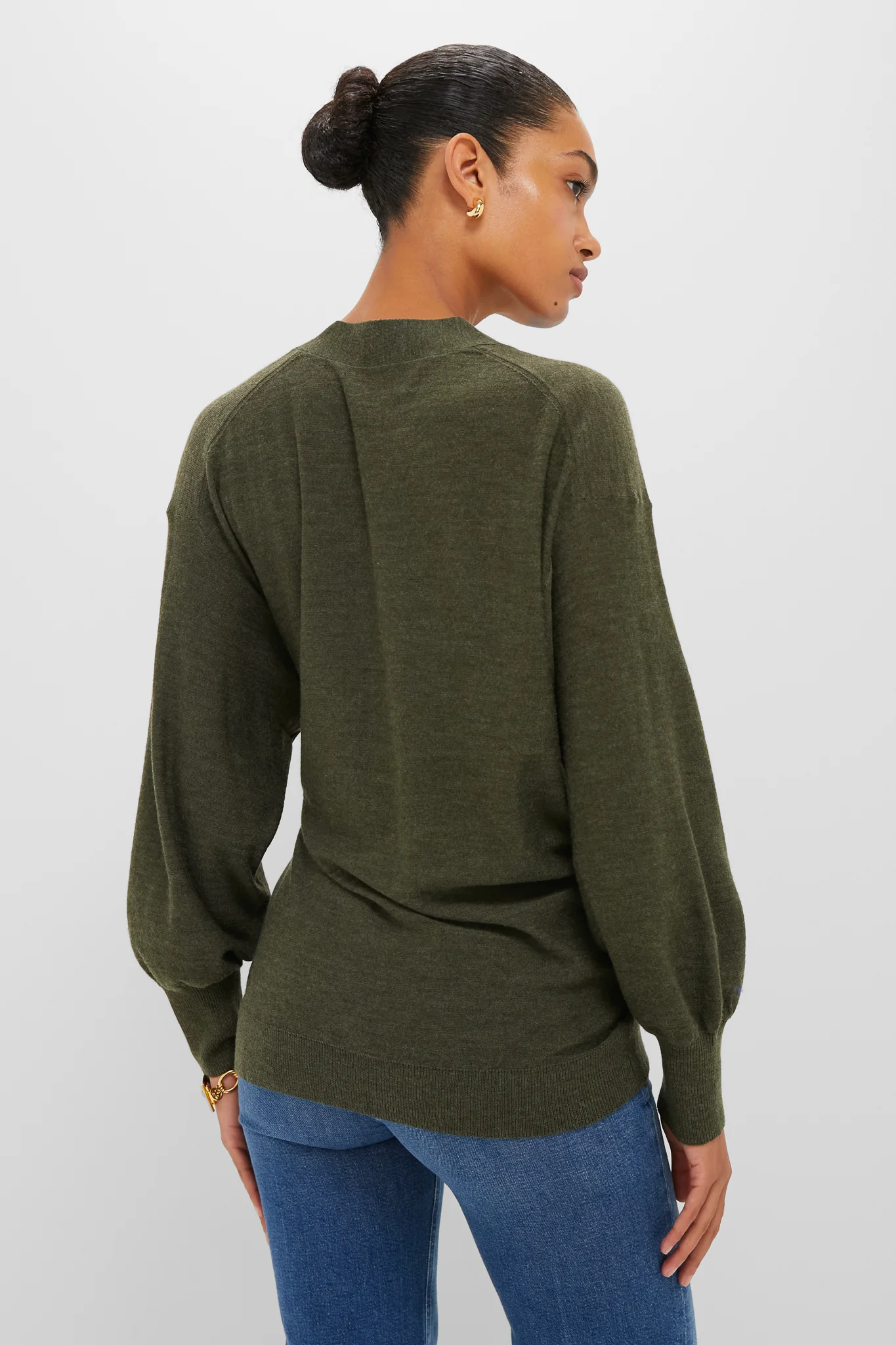 Olive Drippy Tissue Cardigan - Image 4