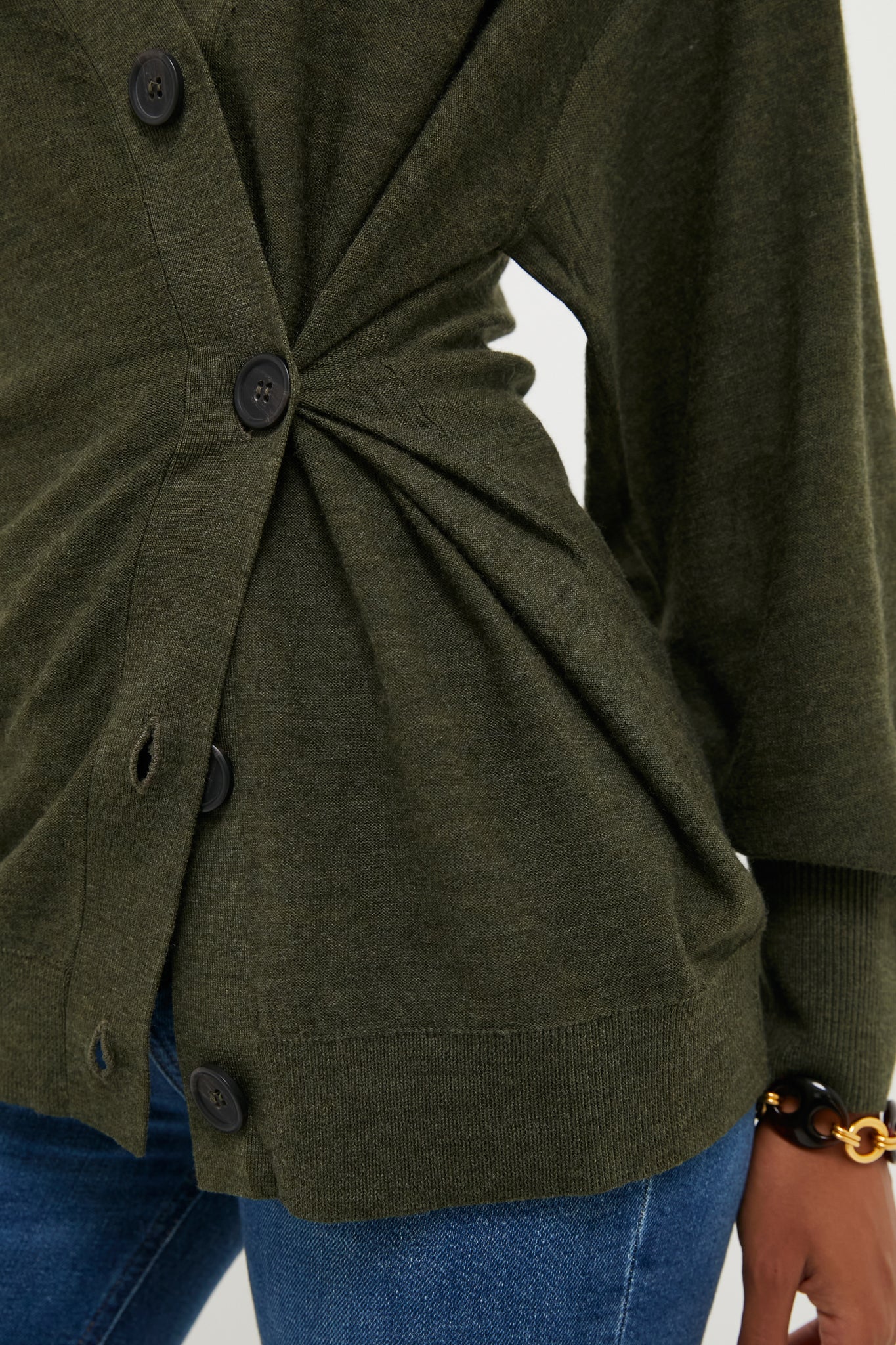 Olive Drippy Tissue Cardigan - Image 5